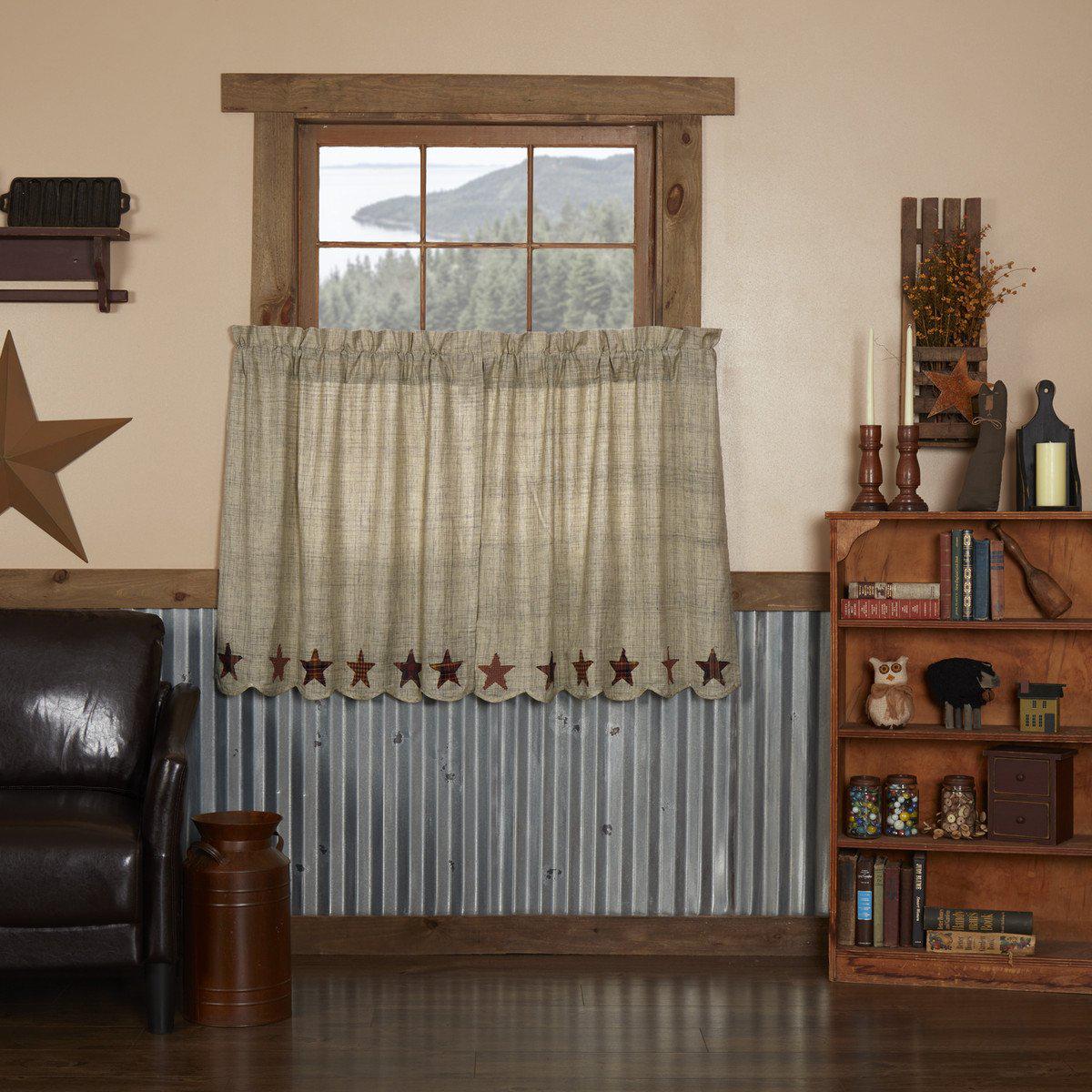 Rustic Star Tier Curtains 36"