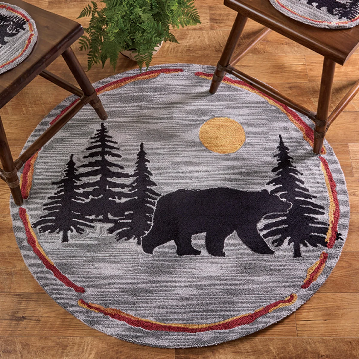 Bear In the Forest Hooked Rug 48" - Image 2