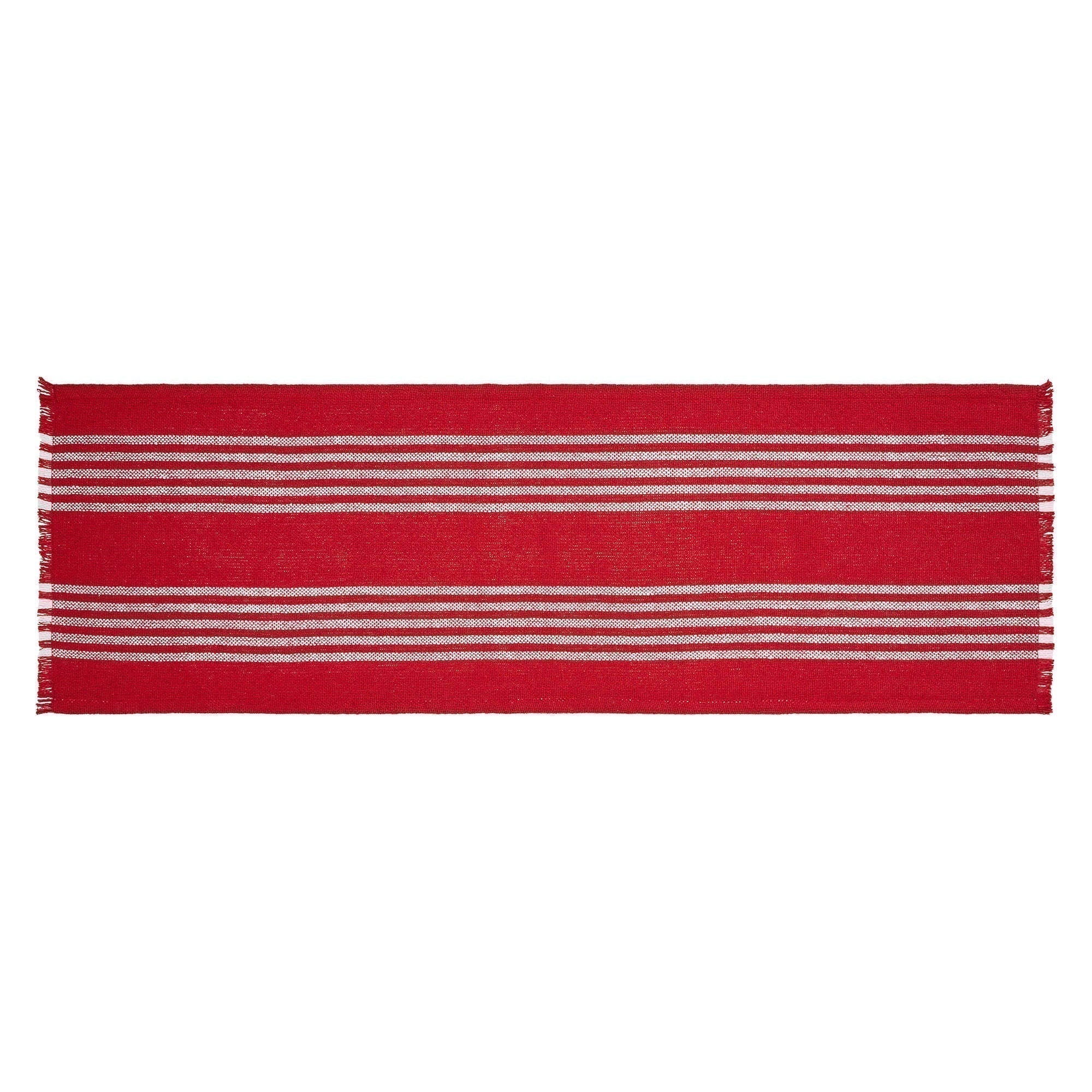 Arrie Red Stripe Fringed Table Runner - Image 7
