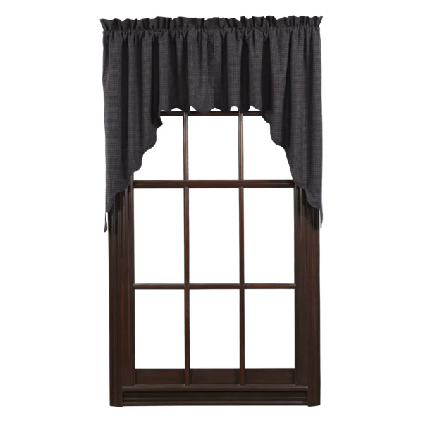 Country Blue Scalloped Swag Curtains - Image 2