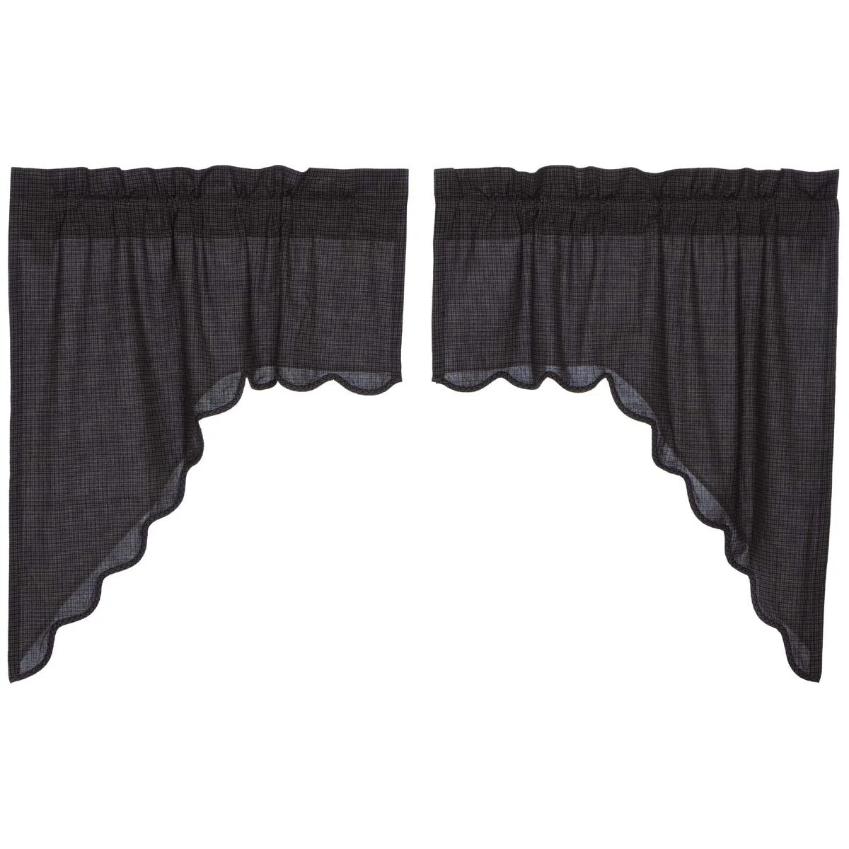 Country Blue Scalloped Swag Curtains - Image 3