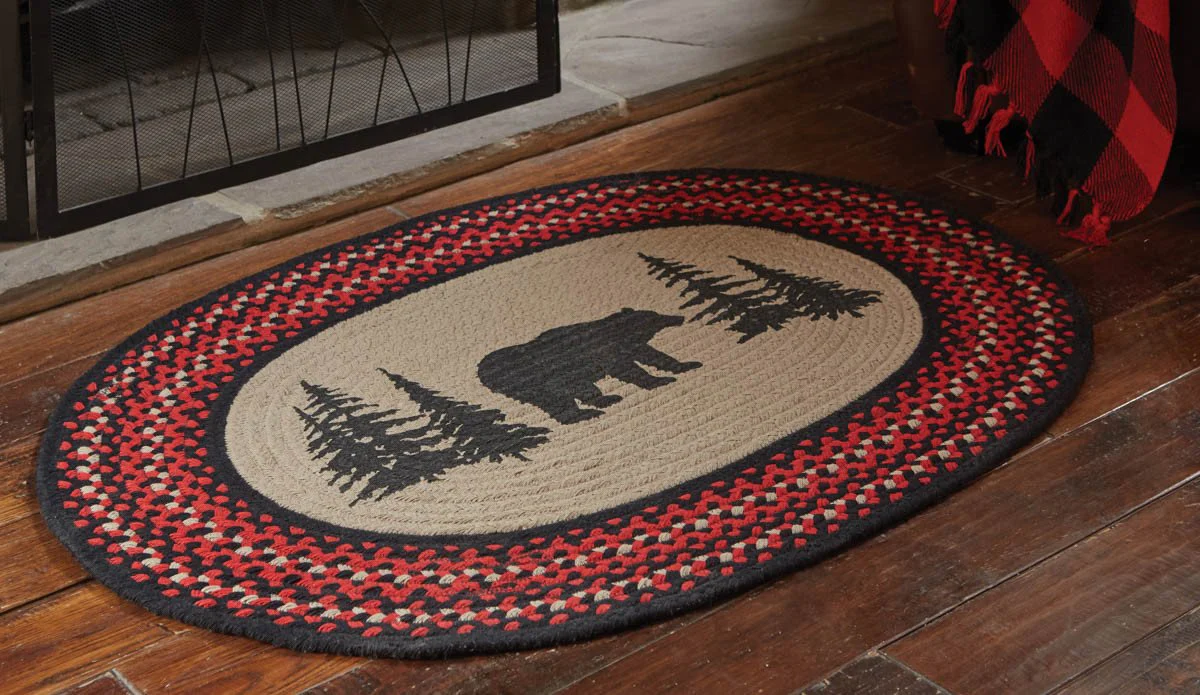Black Bear Braided Oval Rug - Image 2