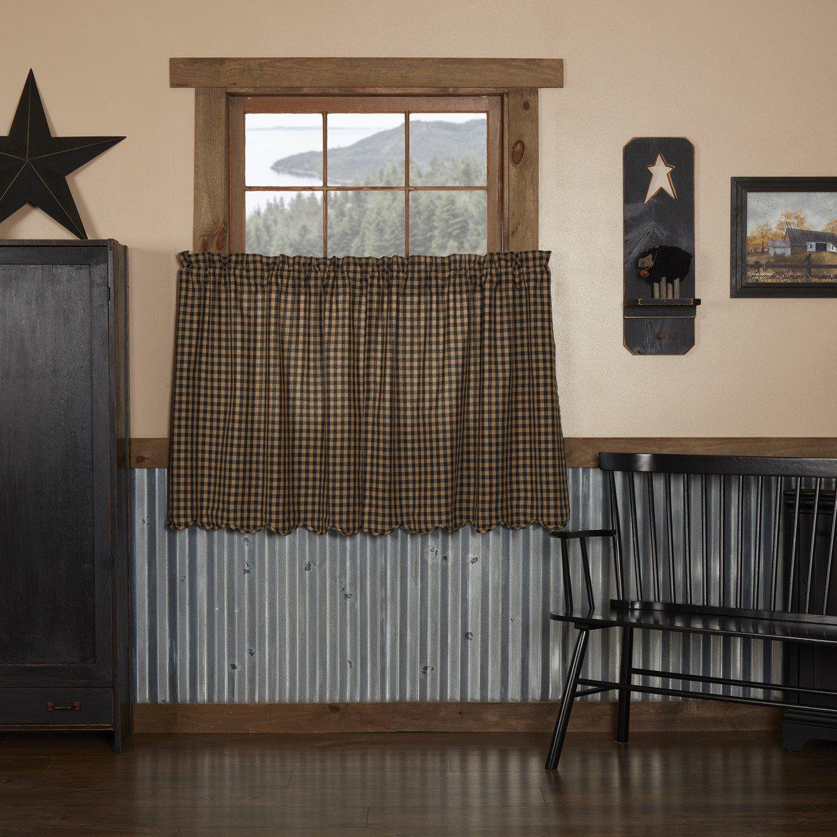 Blackstone Farm Check Tier Curtains 36"