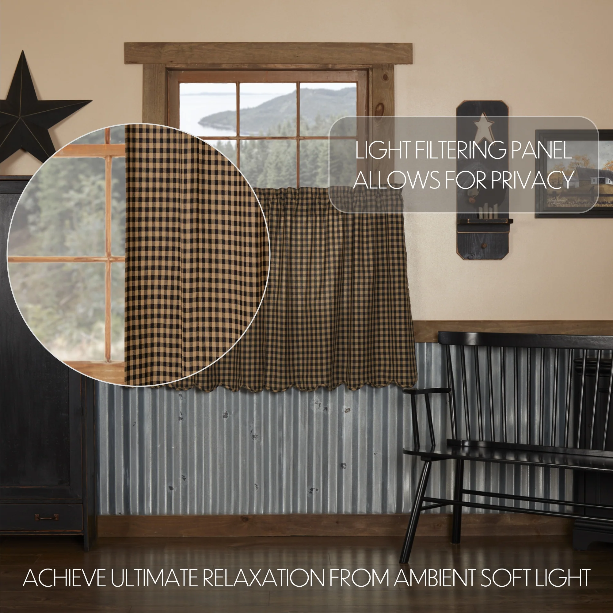 Blackstone Farm Check Tier Curtains 36" - Image 2