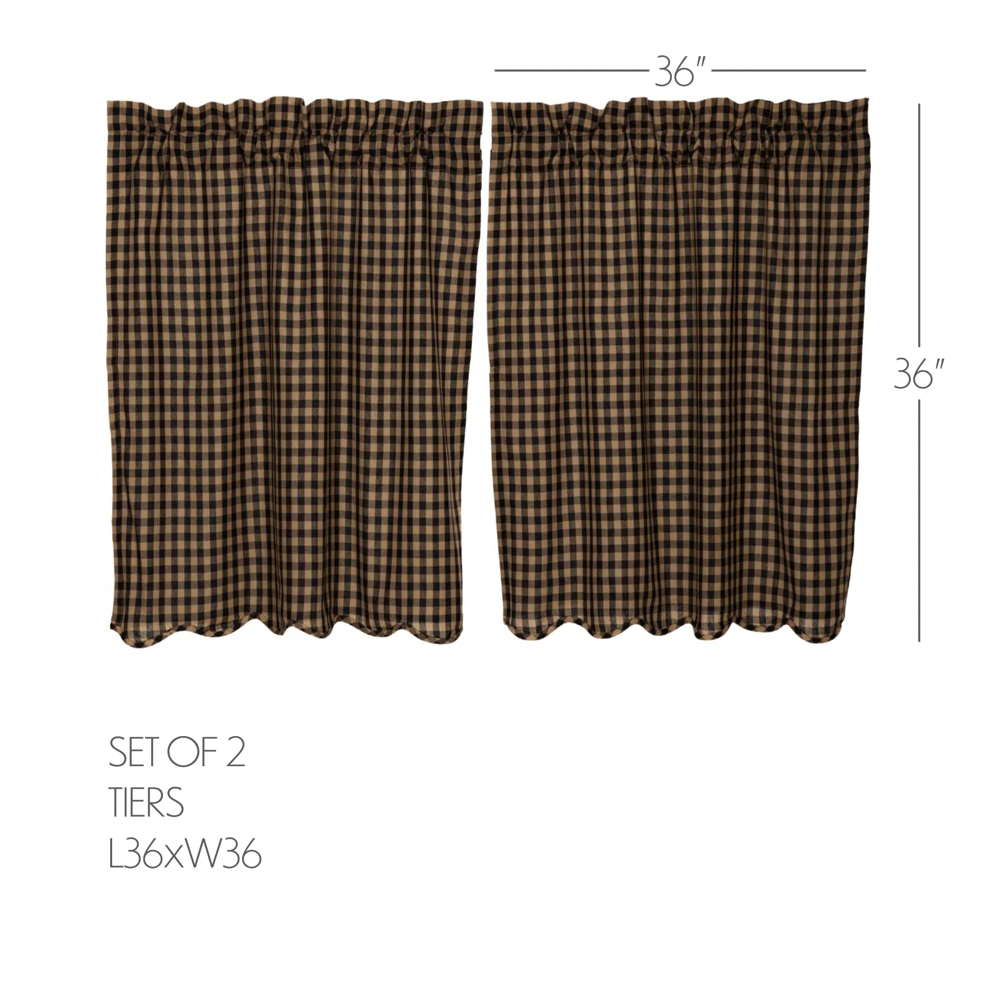Blackstone Farm Check Tier Curtains 36" - Image 3