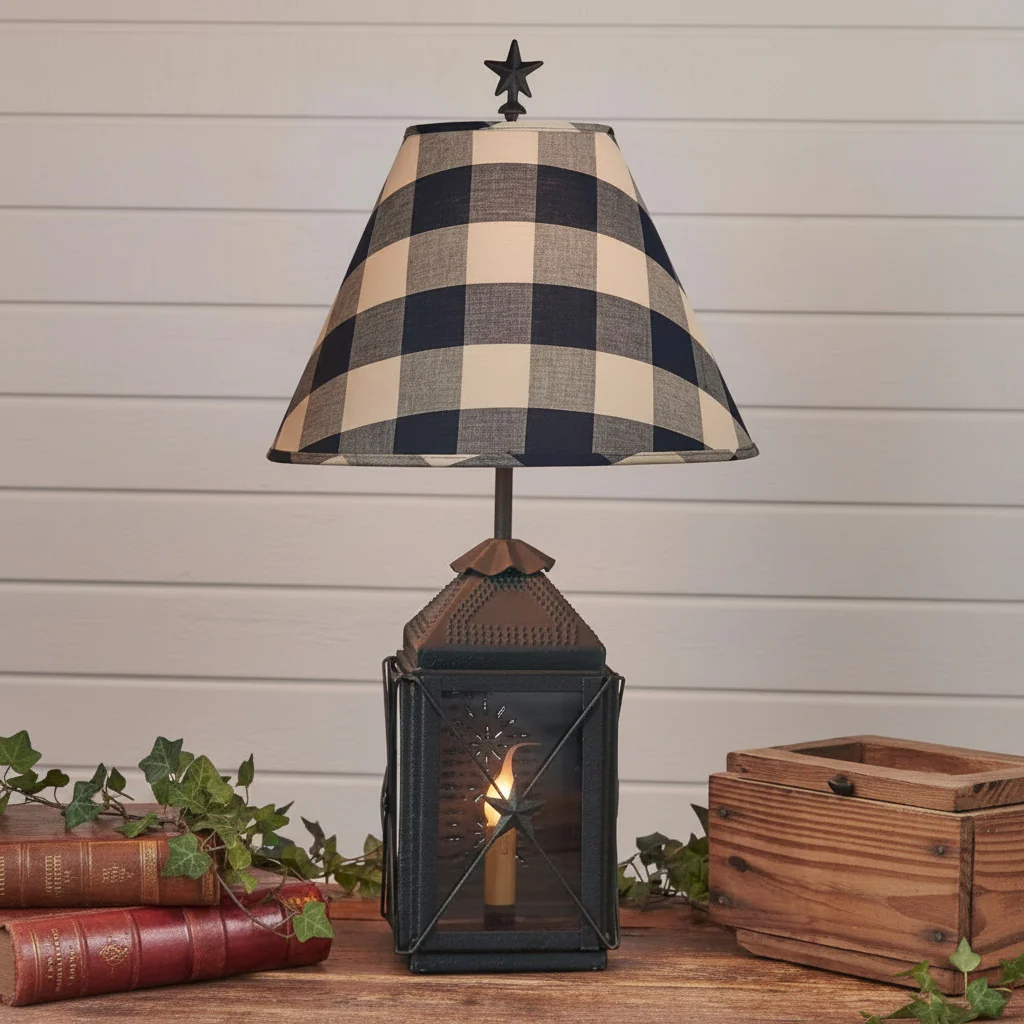 Black Star Buffalo Check Lantern Lamp