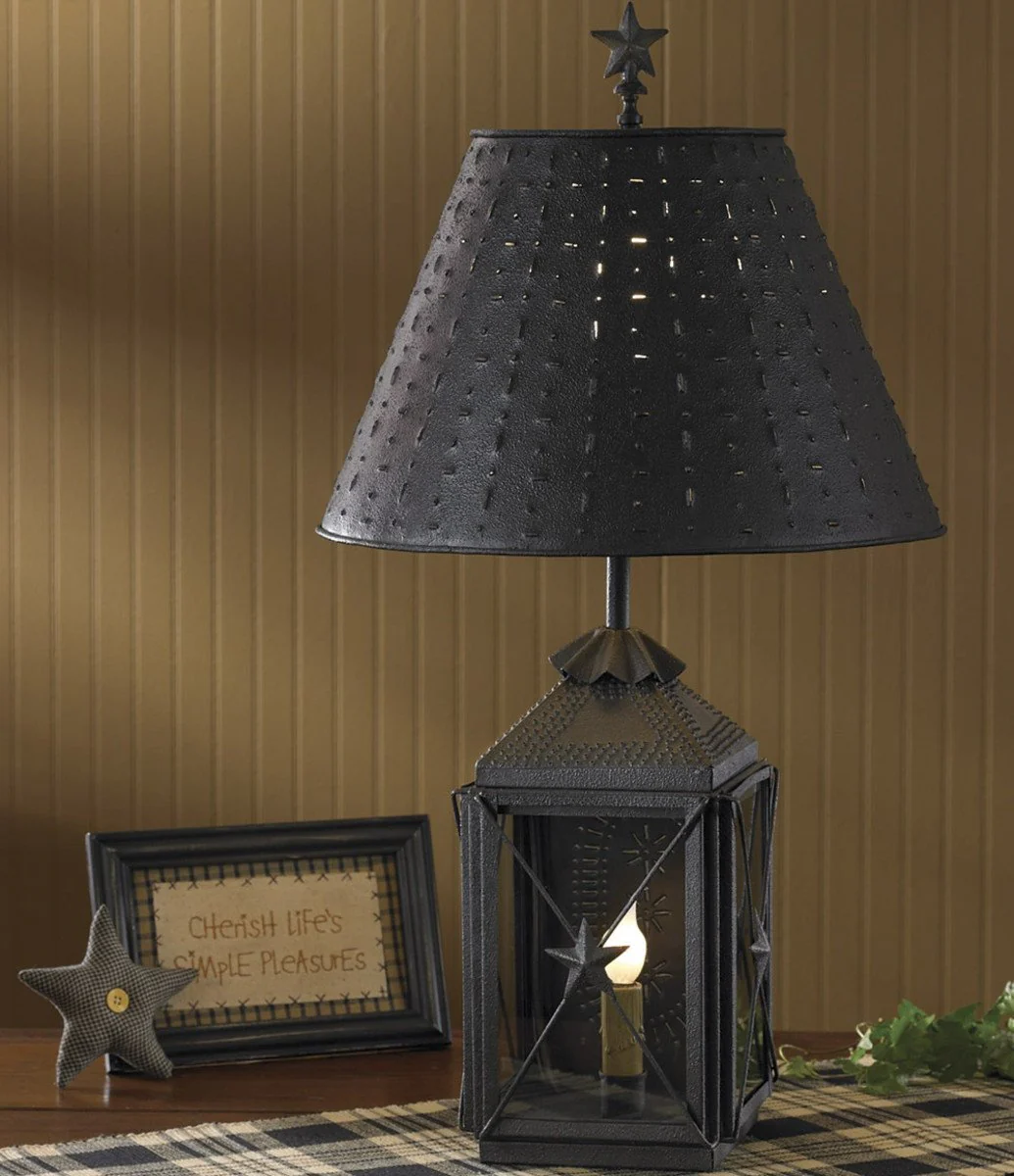 Black Star Lantern Lamp with Black Metal Shade