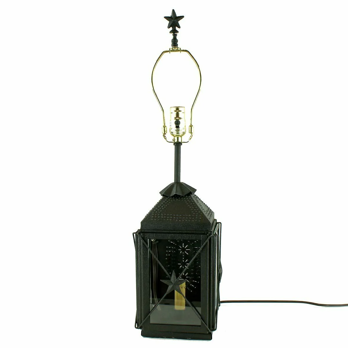 Black Star Lantern Lamp with Black Metal Shade - Image 3