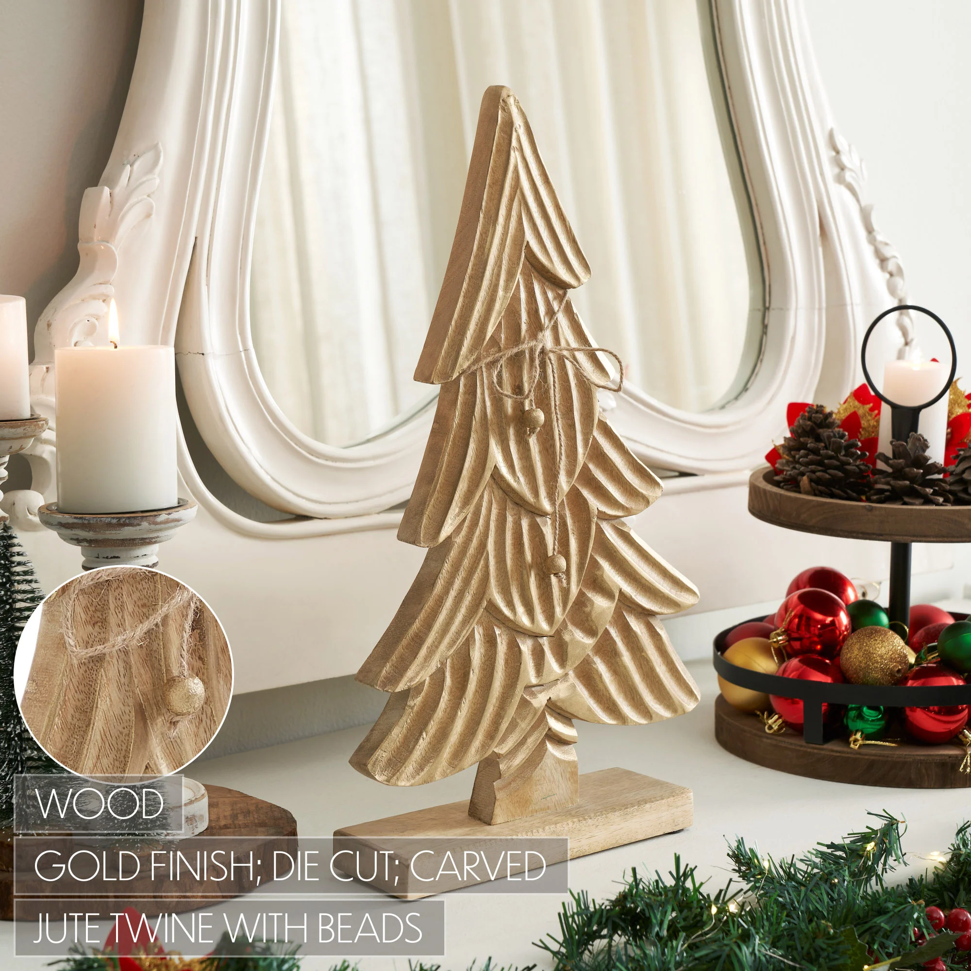 Brushed Gold Wooden Tree - Image 3