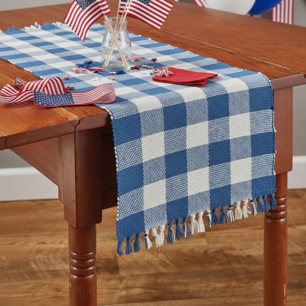 Buffalo Blue Check Yarn Table Runners