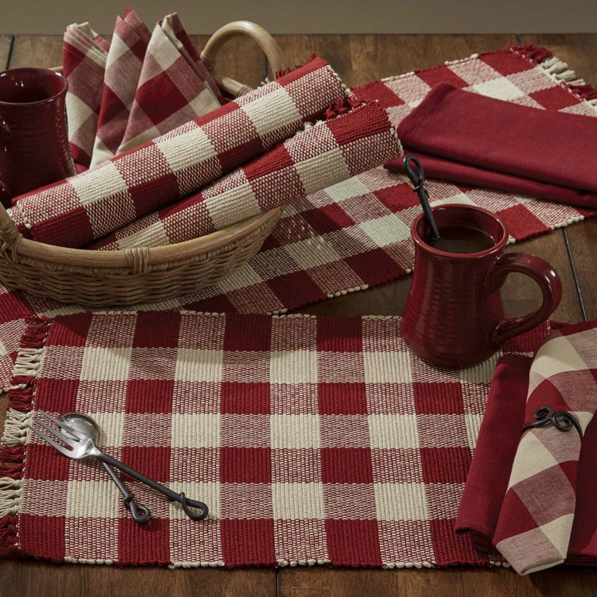 Buffalo Garnet Check Yarn Placemats