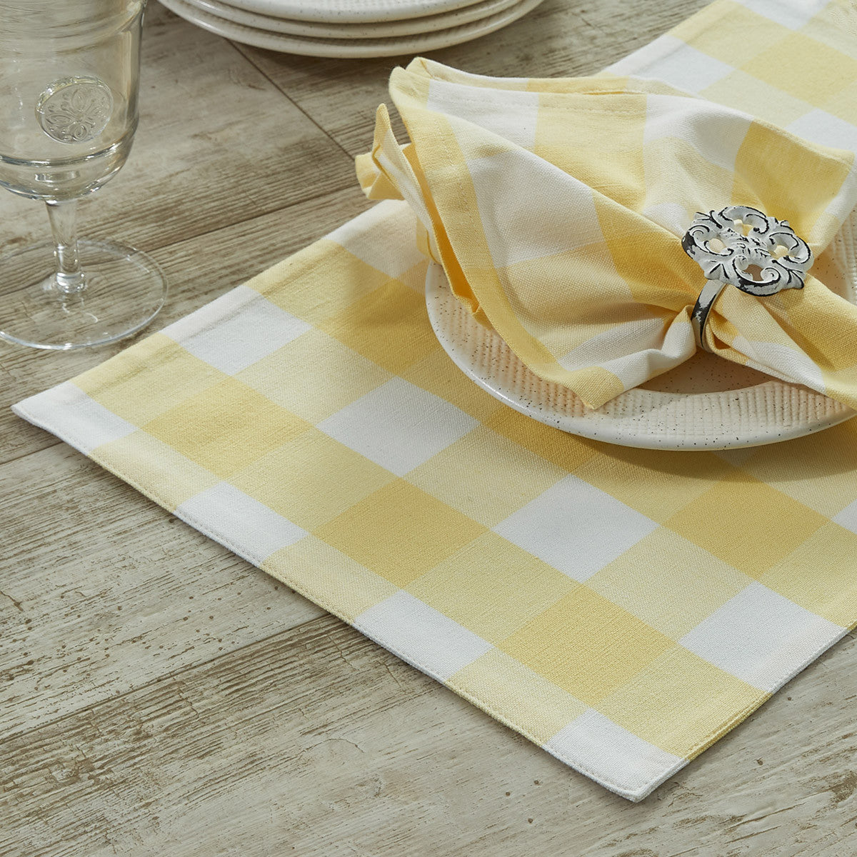 Buffalo Yellow Check Backed Table Runners - Image 2