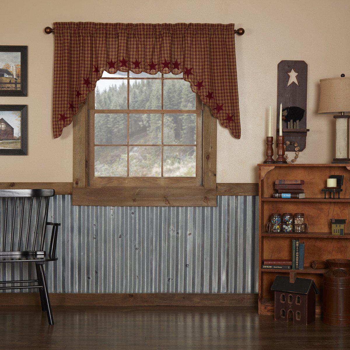 Bedford Burgundy Star Swag Curtains
