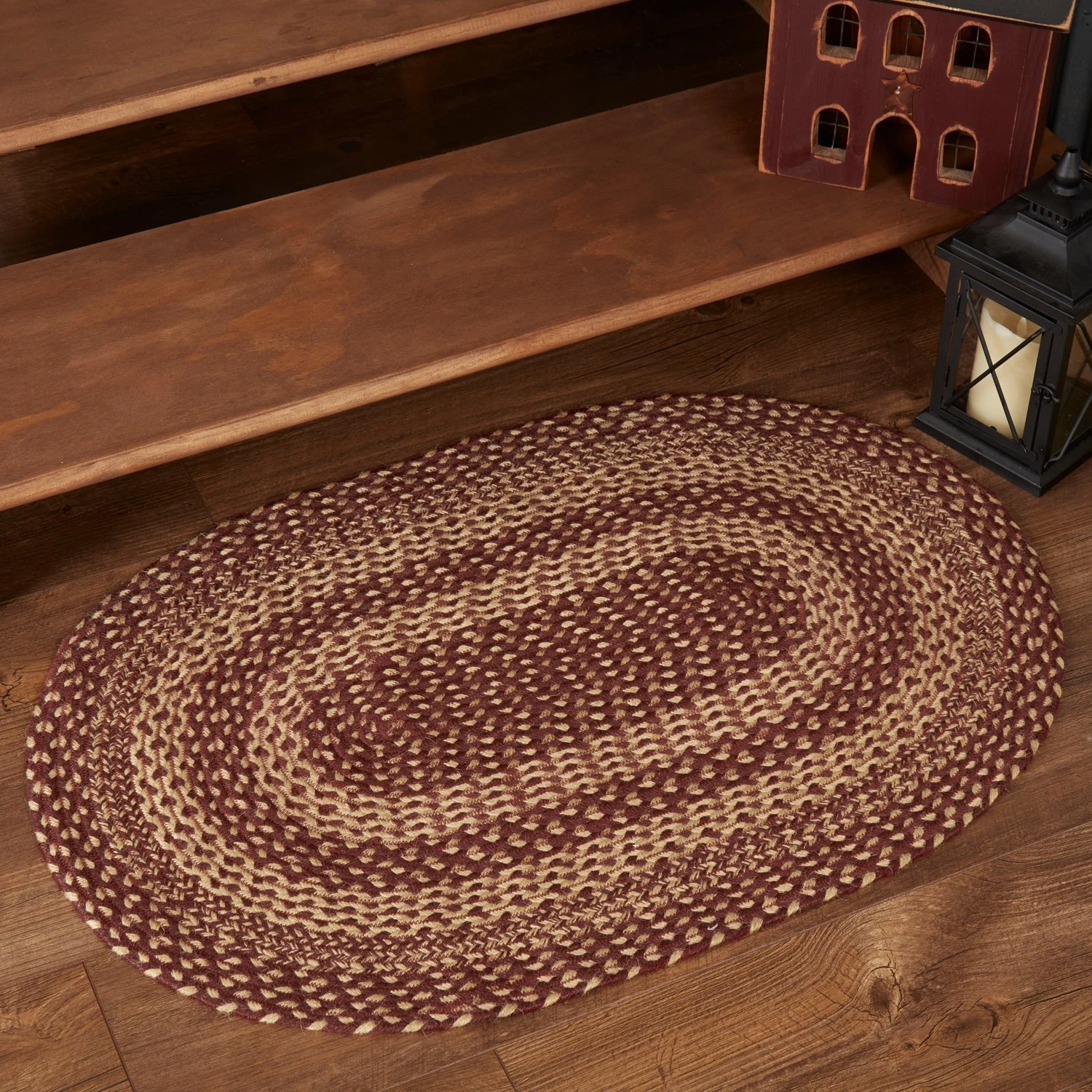 Bedford Burgundy Tan Collection Jute Rugs - Oval - Image 3