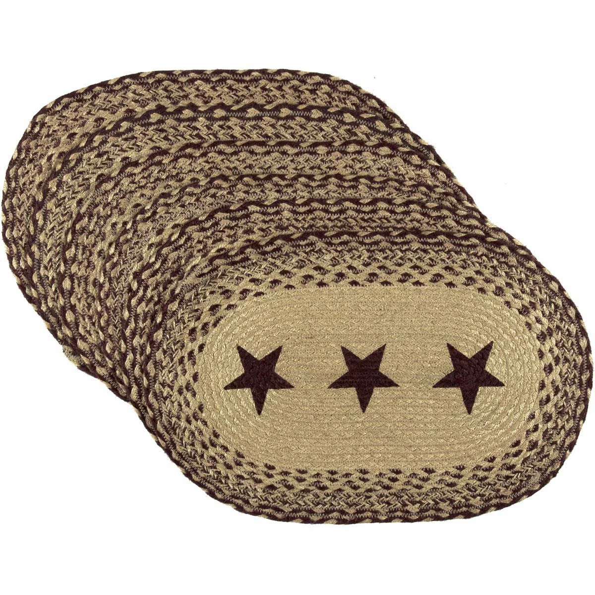 Burgundy Tan Star Jute Placemats - Set of 6 - Image 3