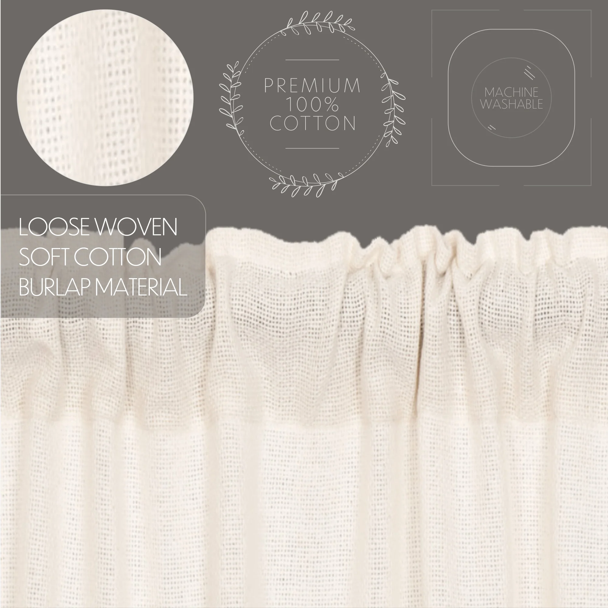 Baxter Burlap Antique White Short Panel Curtains - Image 4