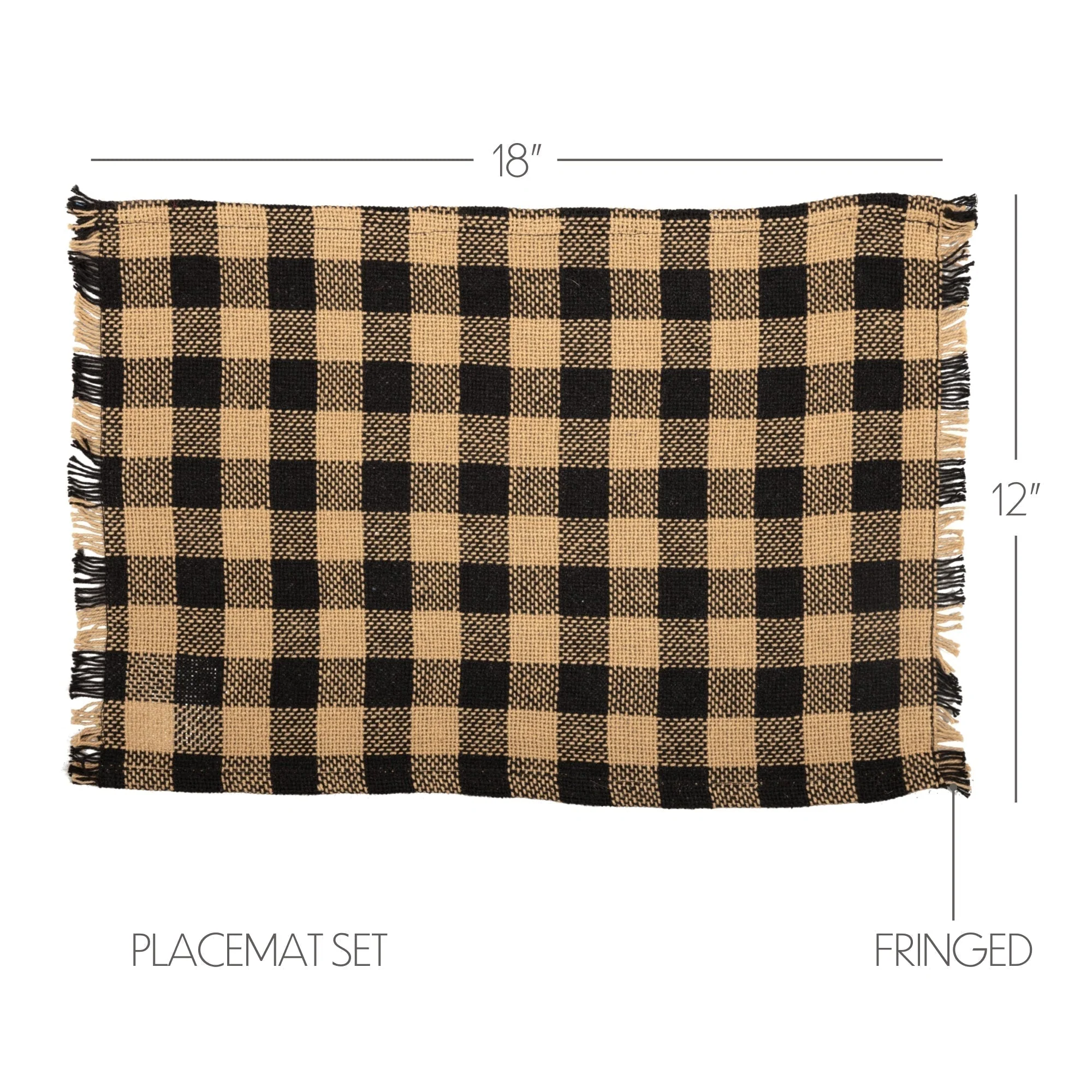 Burlap Black and Tan Check Placemats - Set of 6 - Image 3