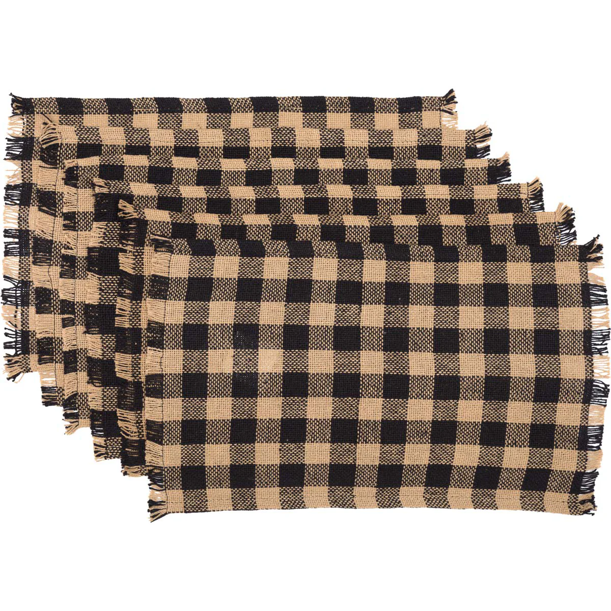 Burlap Black and Tan Check Placemats - Set of 6 - Image 5