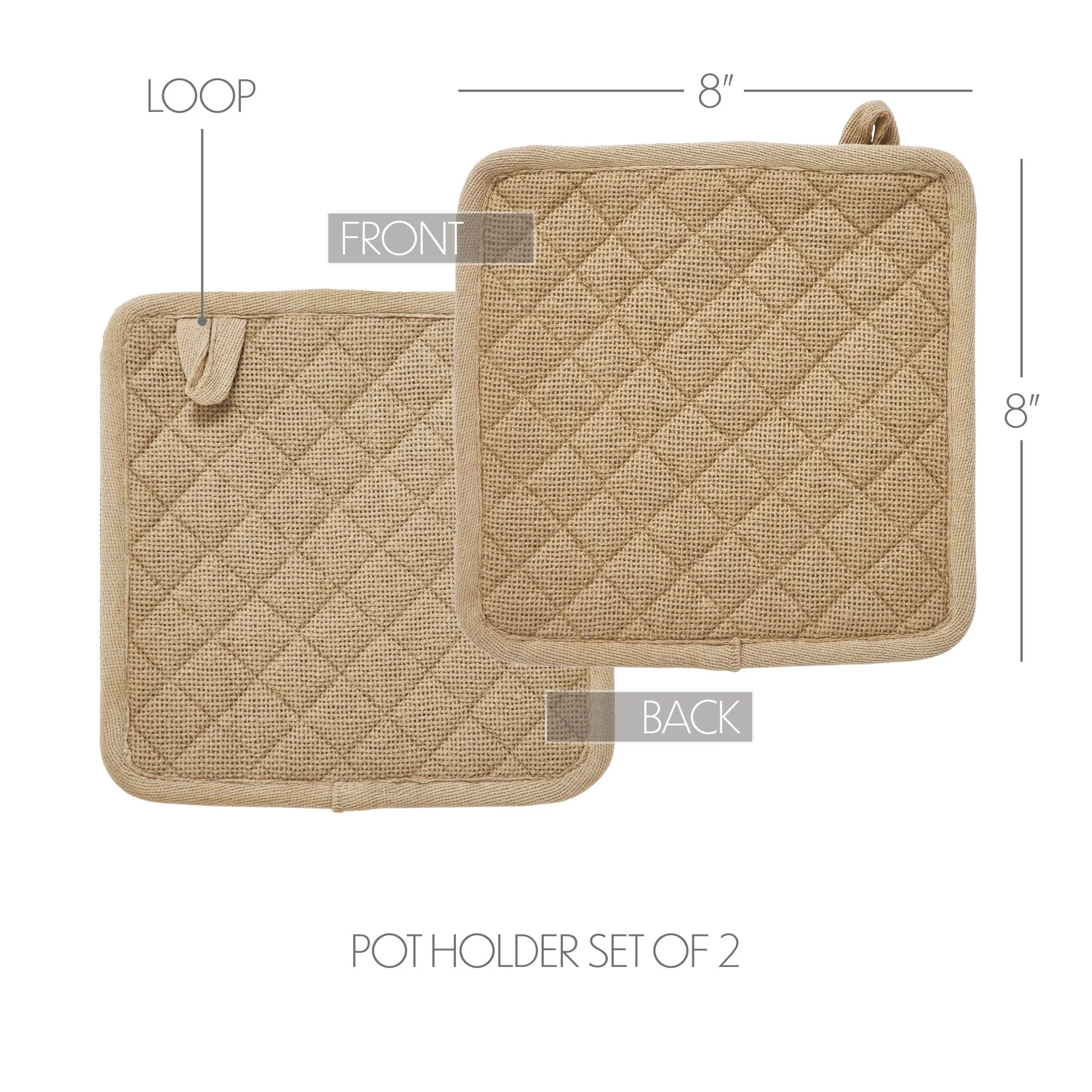 Baxter Burlap Natural Pot Holder Set of 2 - Image 4