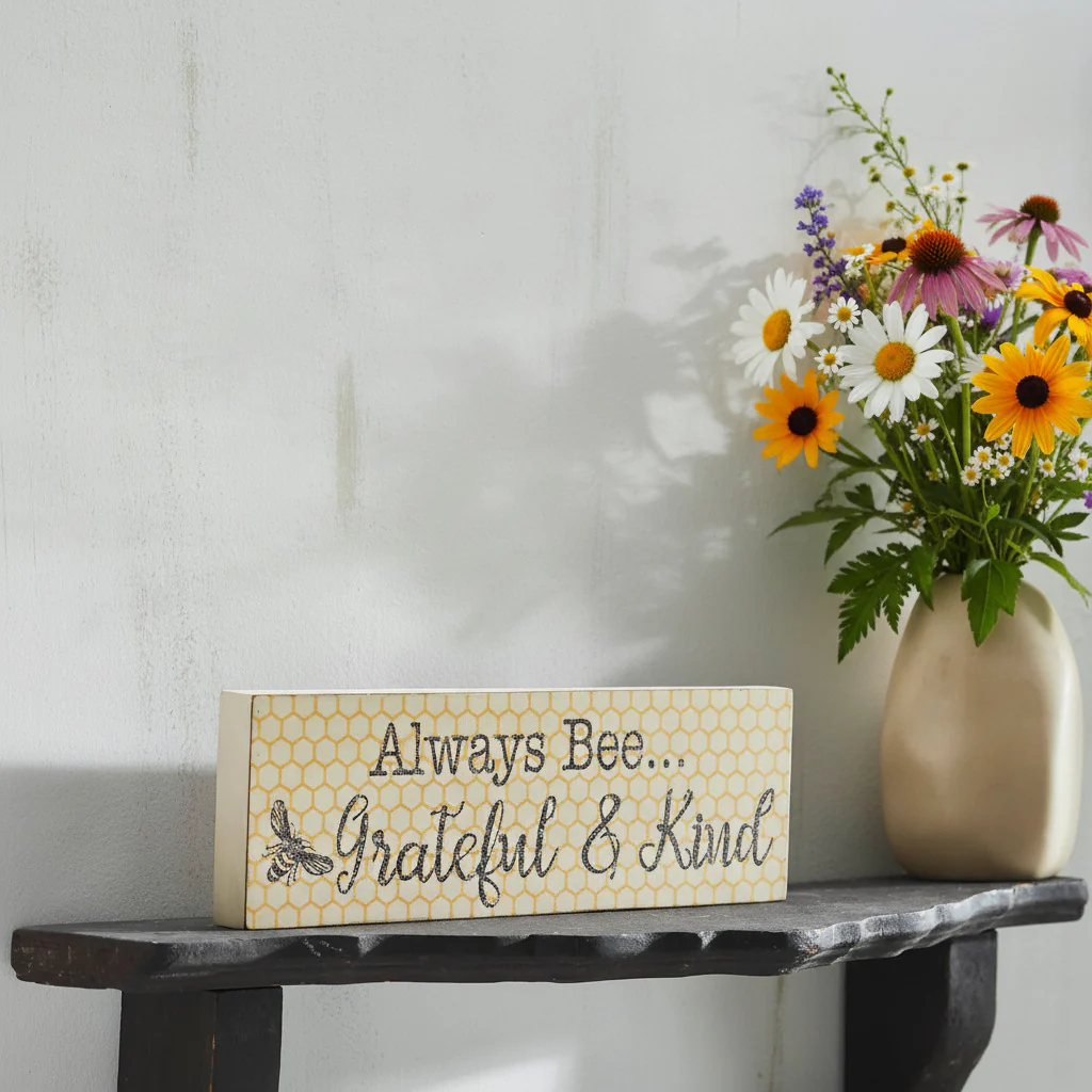 Golden Bees Always Bee Grateful & Kind Wall Sign