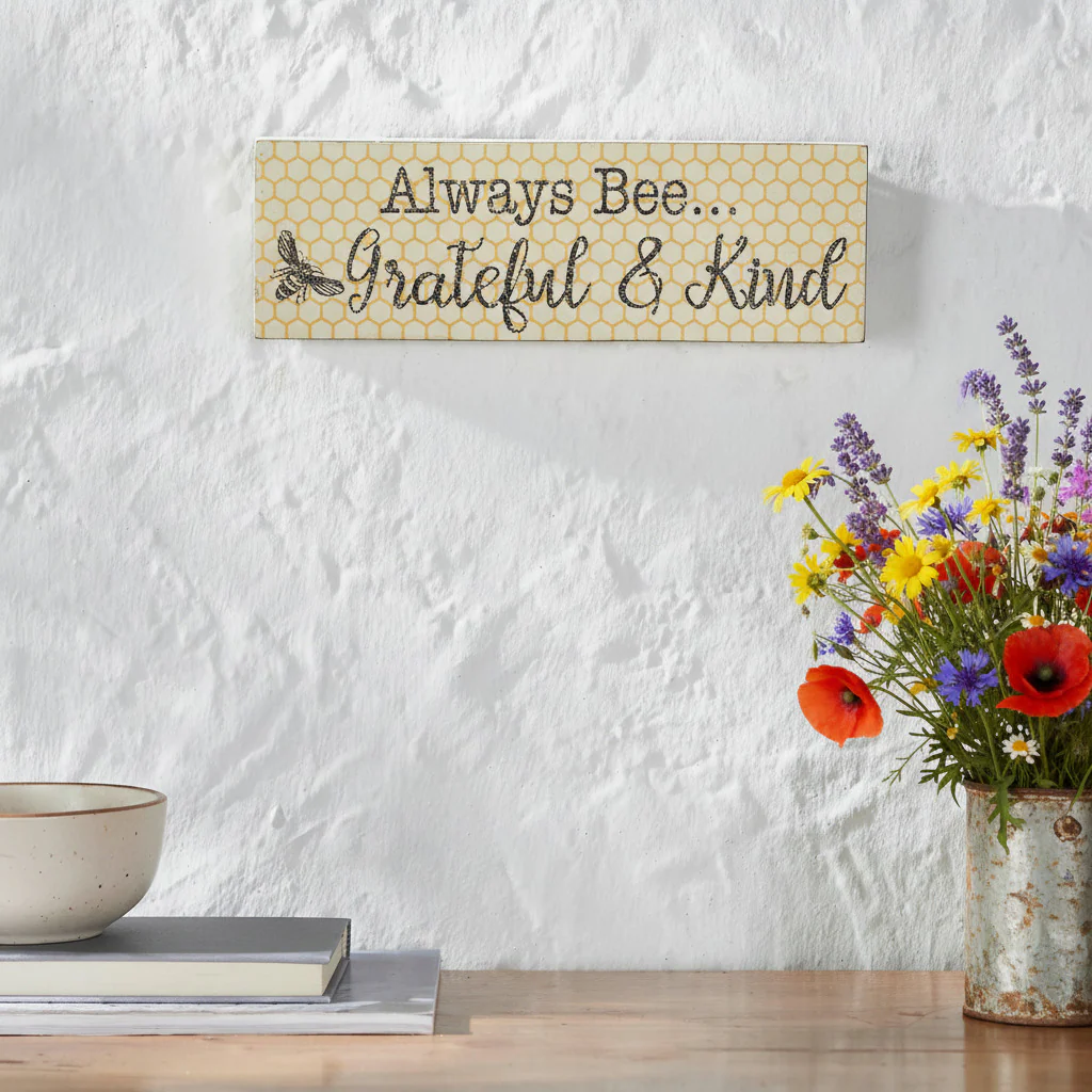Golden Bees Always Bee Grateful & Kind Wall Sign - Image 2