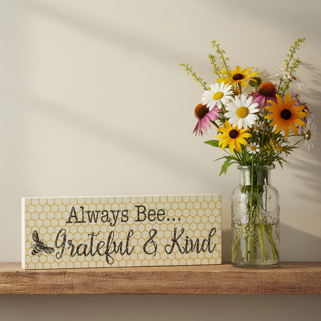 Golden Bees Always Bee Grateful & Kind Wall Sign - Image 3