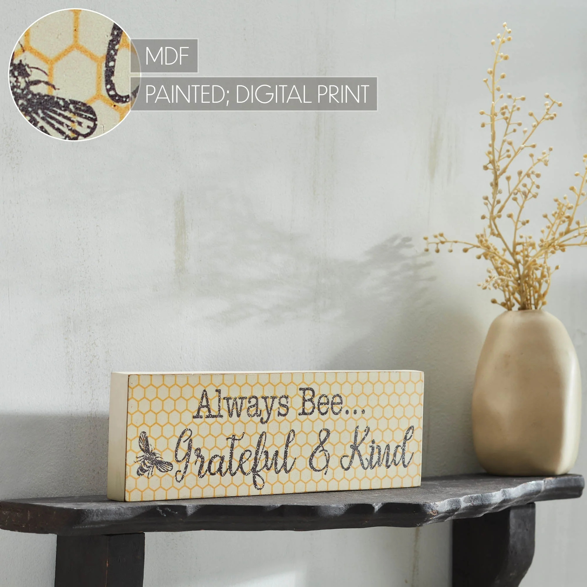 Golden Bees Always Bee Grateful & Kind Wall Sign - Image 5