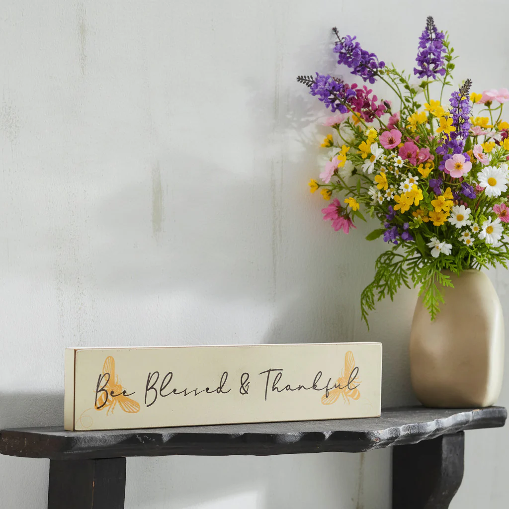 Golden Bees Bee Blessed & Thankful Wall Sign