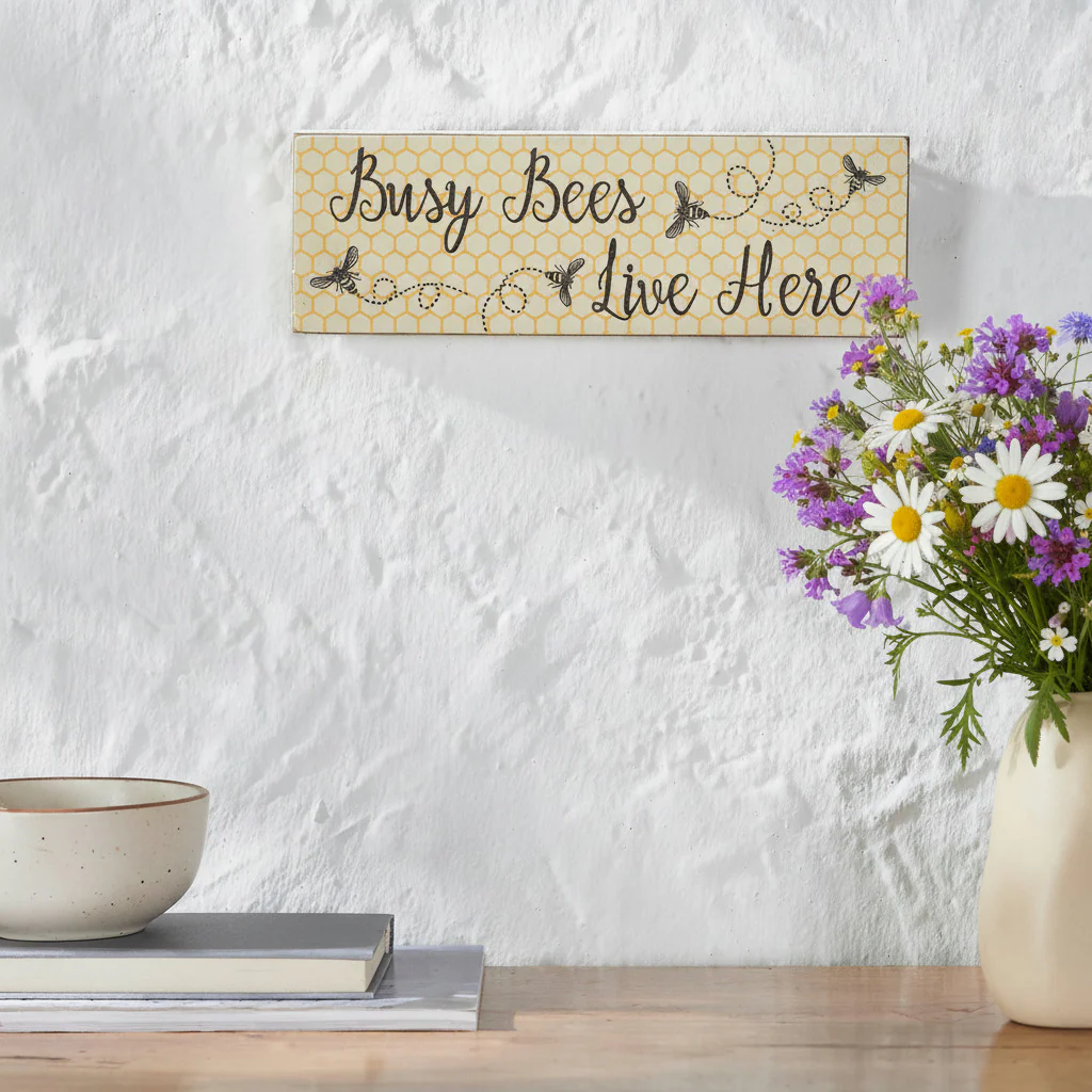 Golden Bees Busy Bees Live Here Wall Sign - Image 2