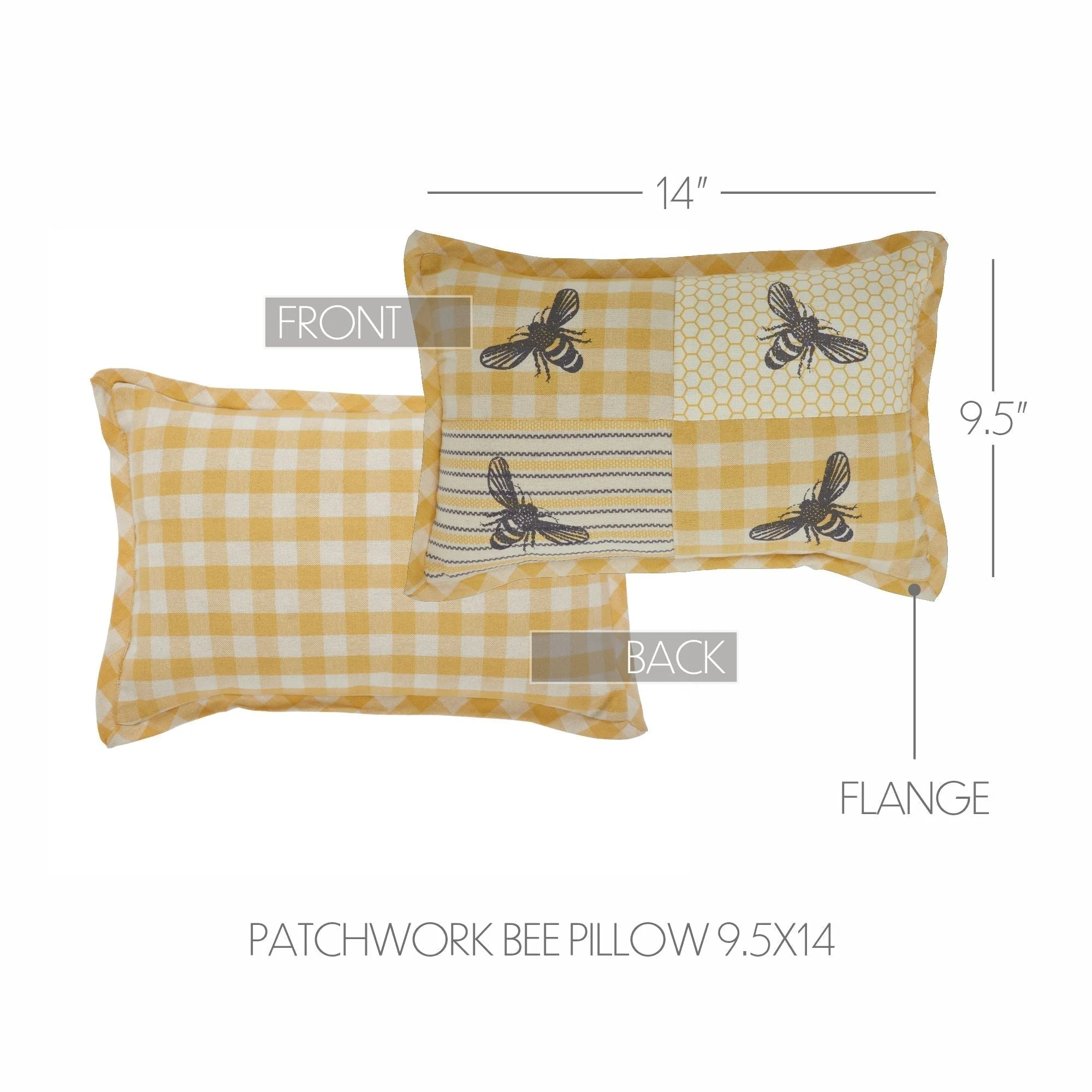 Golden Bees Patchwork Bee Pillow - Image 2