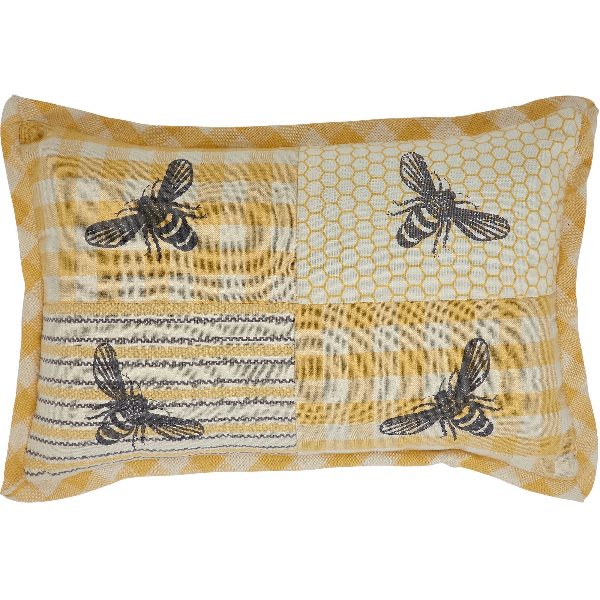 Golden Bees Patchwork Bee Pillow - Image 4