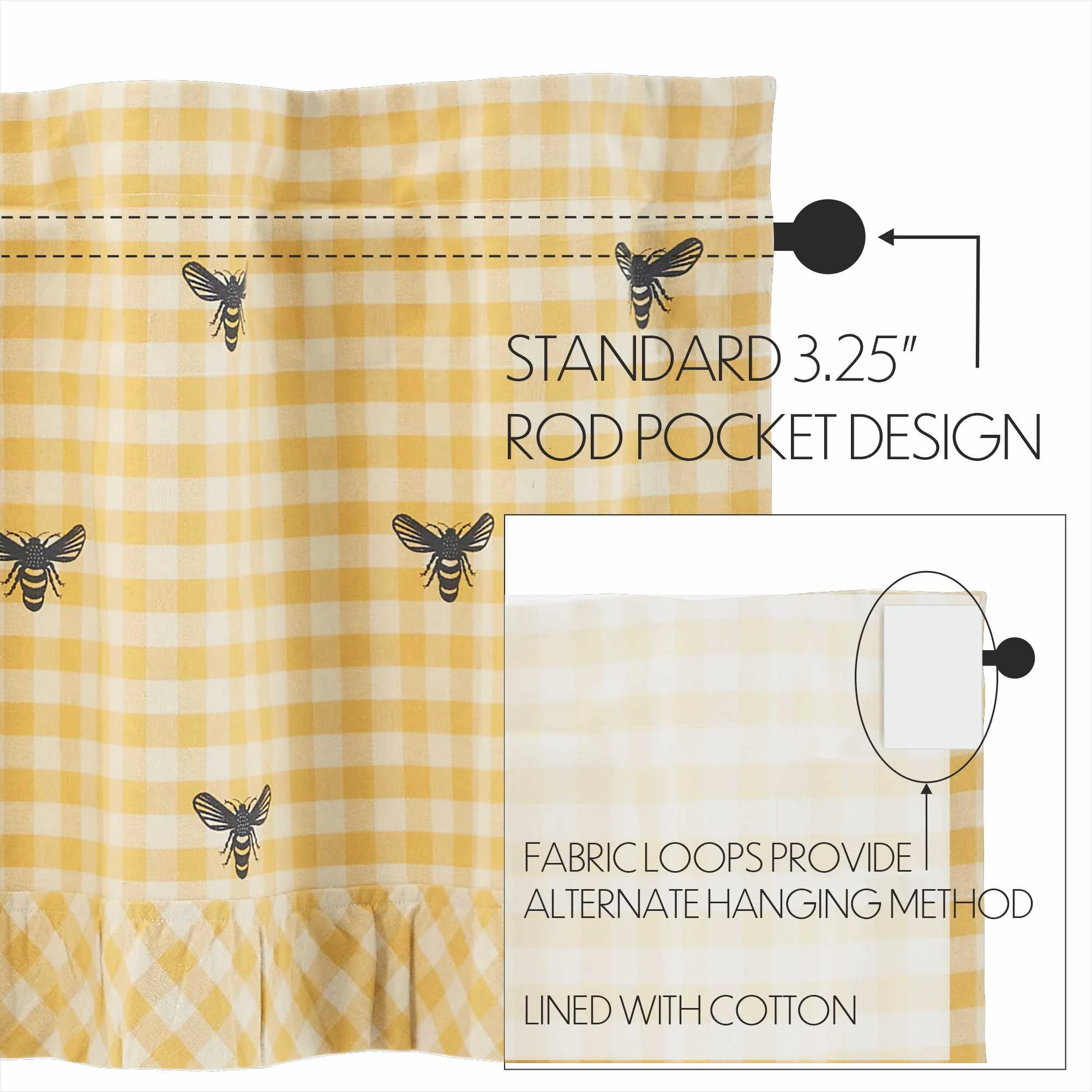Golden Bees Ruffled Valance - Image 3