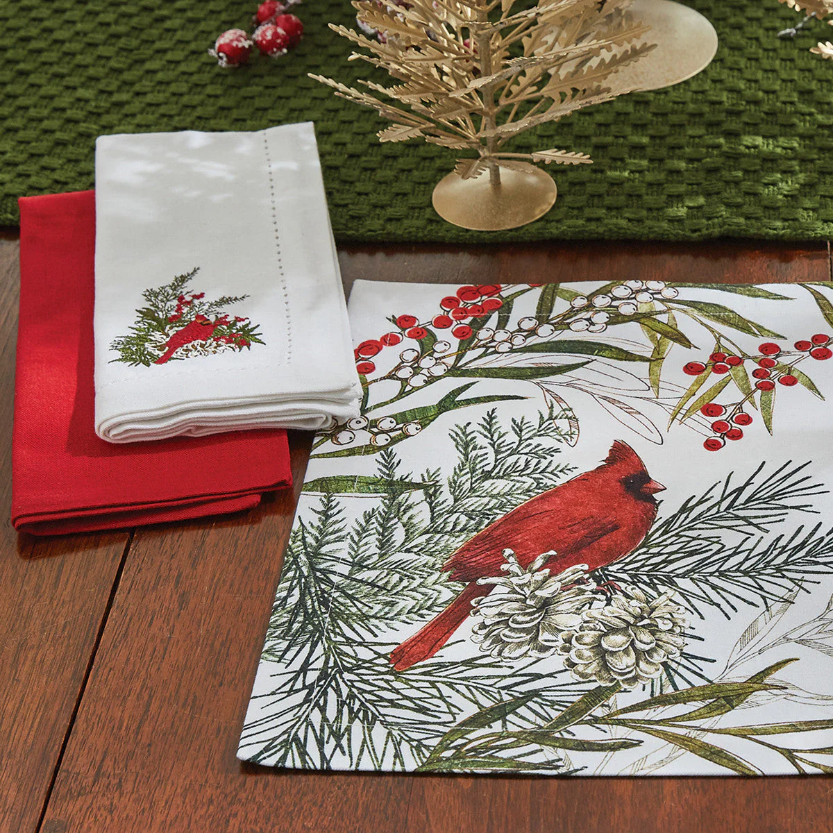 Cardinal Pine Embroidered Napkins - Image 3