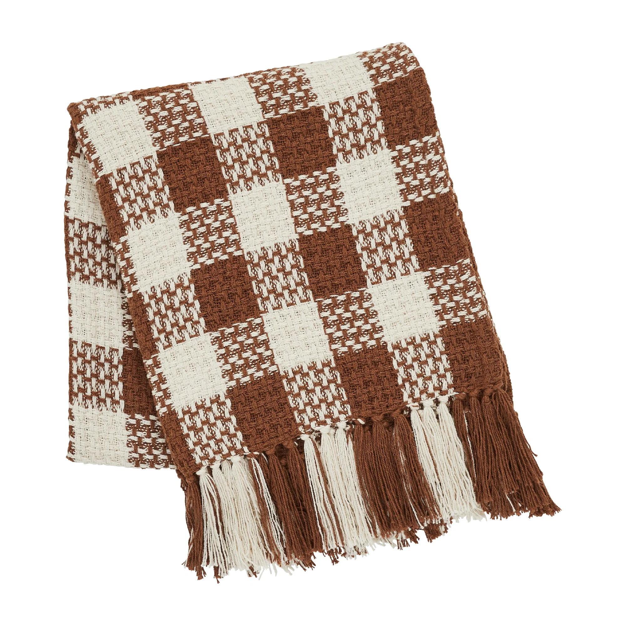 Carrington Dark Amber Woven Check Throw - Image 4