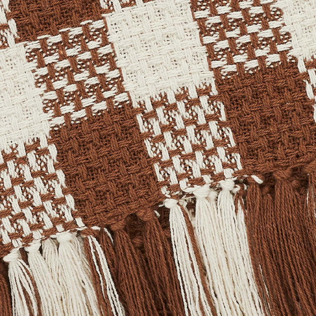 Carrington Dark Amber Woven Check Throw - Image 5