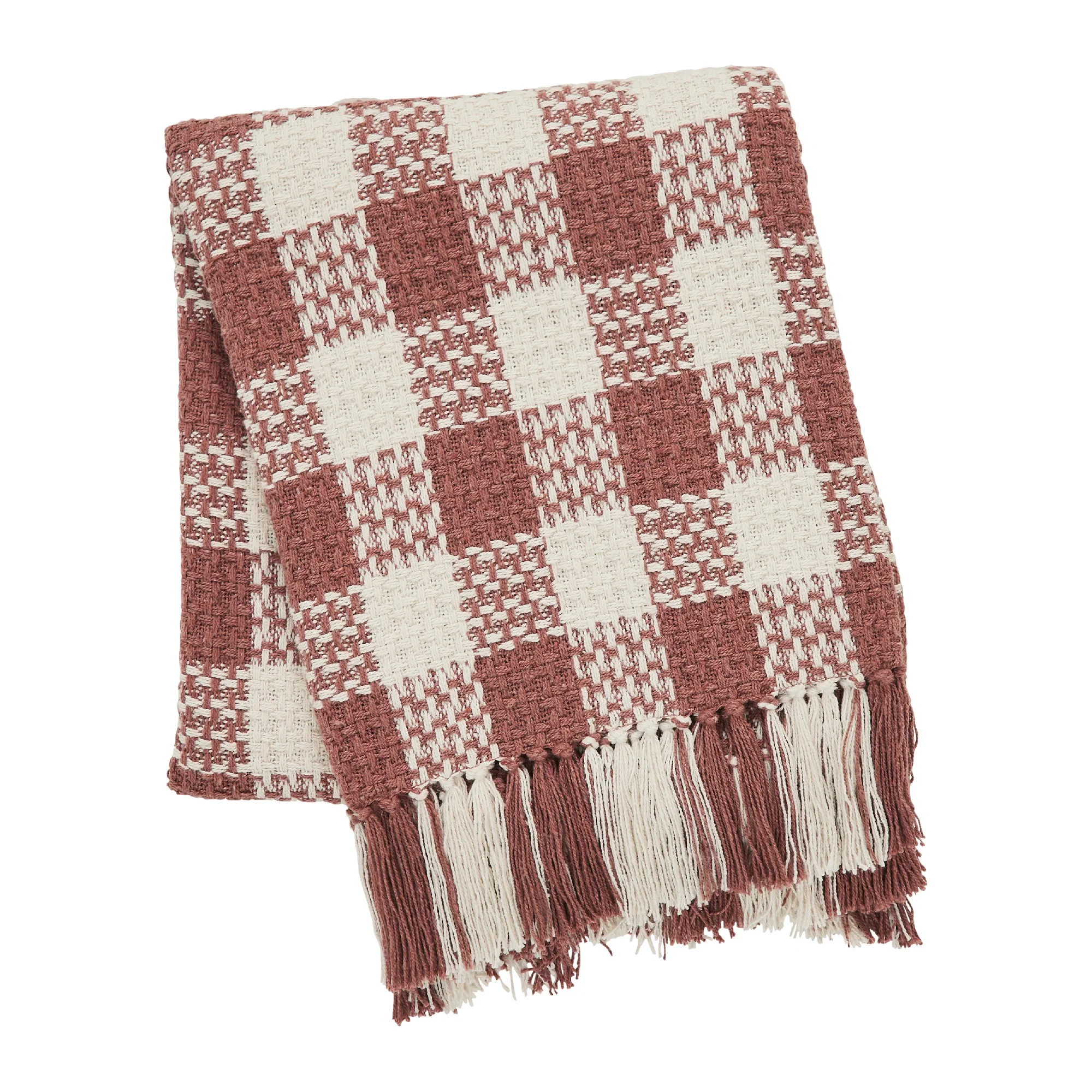 Carrington Dusty Rose Woven Check Throw - Image 3