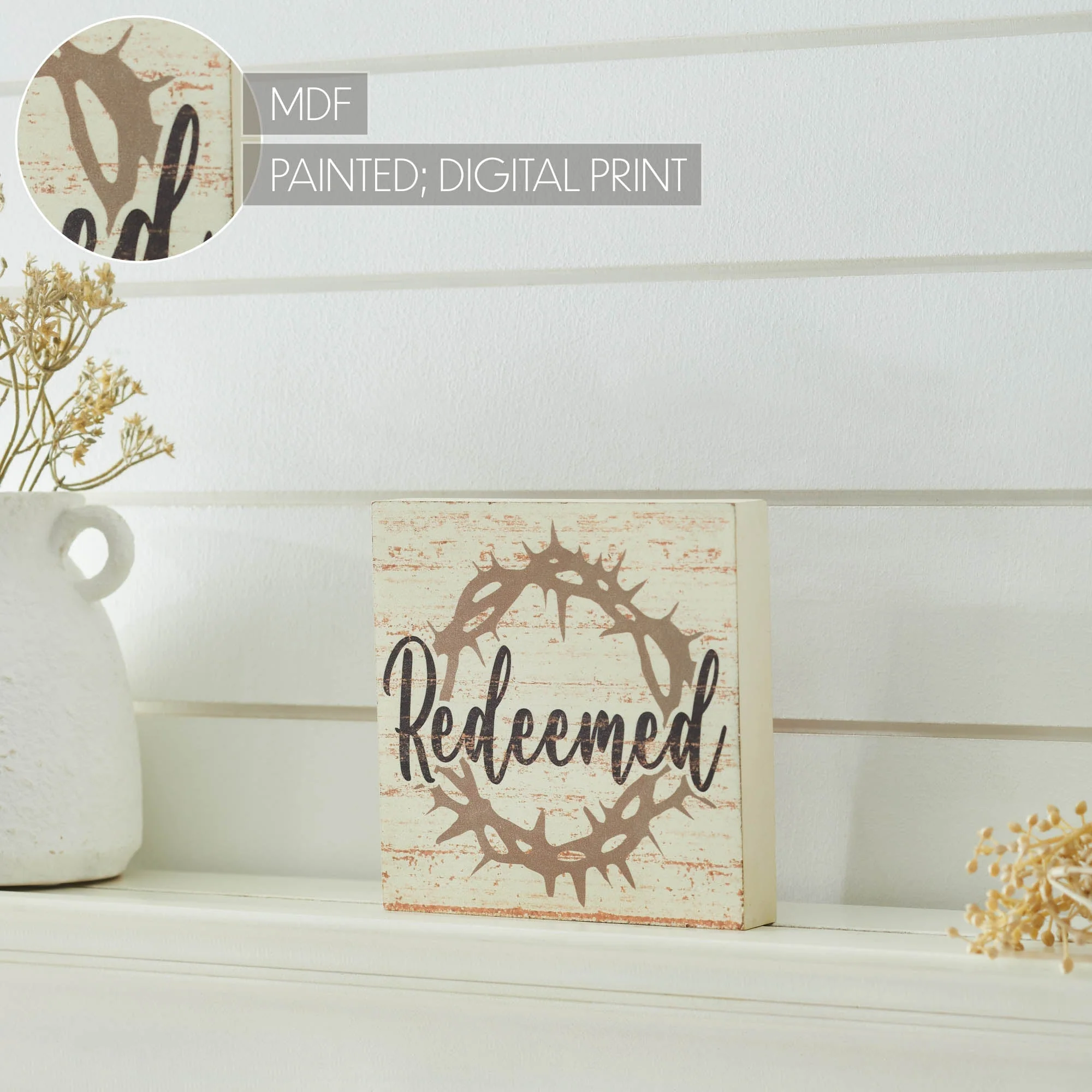 Celebrate Grace Redeemed w/ Crown Of Thorn Block Sign - Image 4