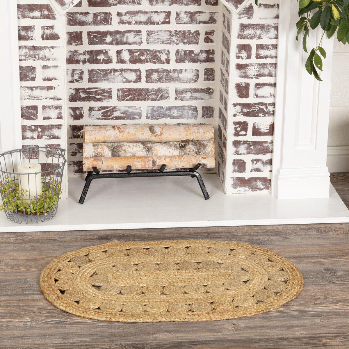 Natural Circles Collection Oval Braided Rug - Image 3