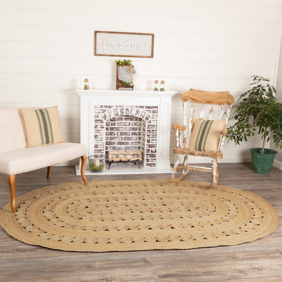 Natural Circles Collection Oval Braided Rug - Image 4