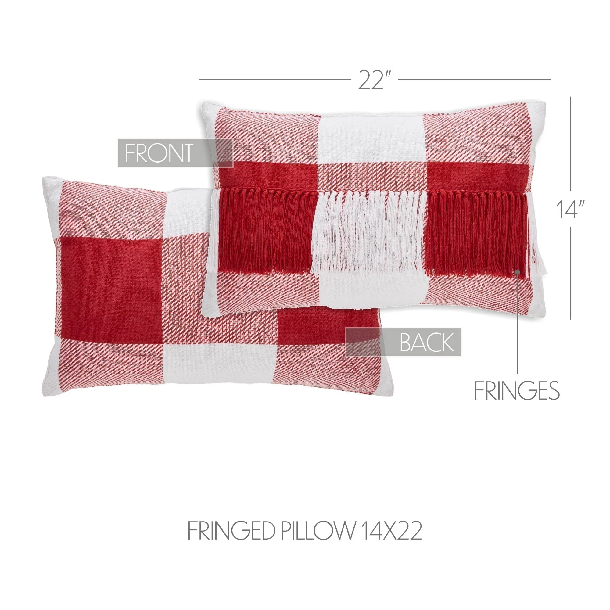 Cherry Ann Check Fringed Pillow - Image 3