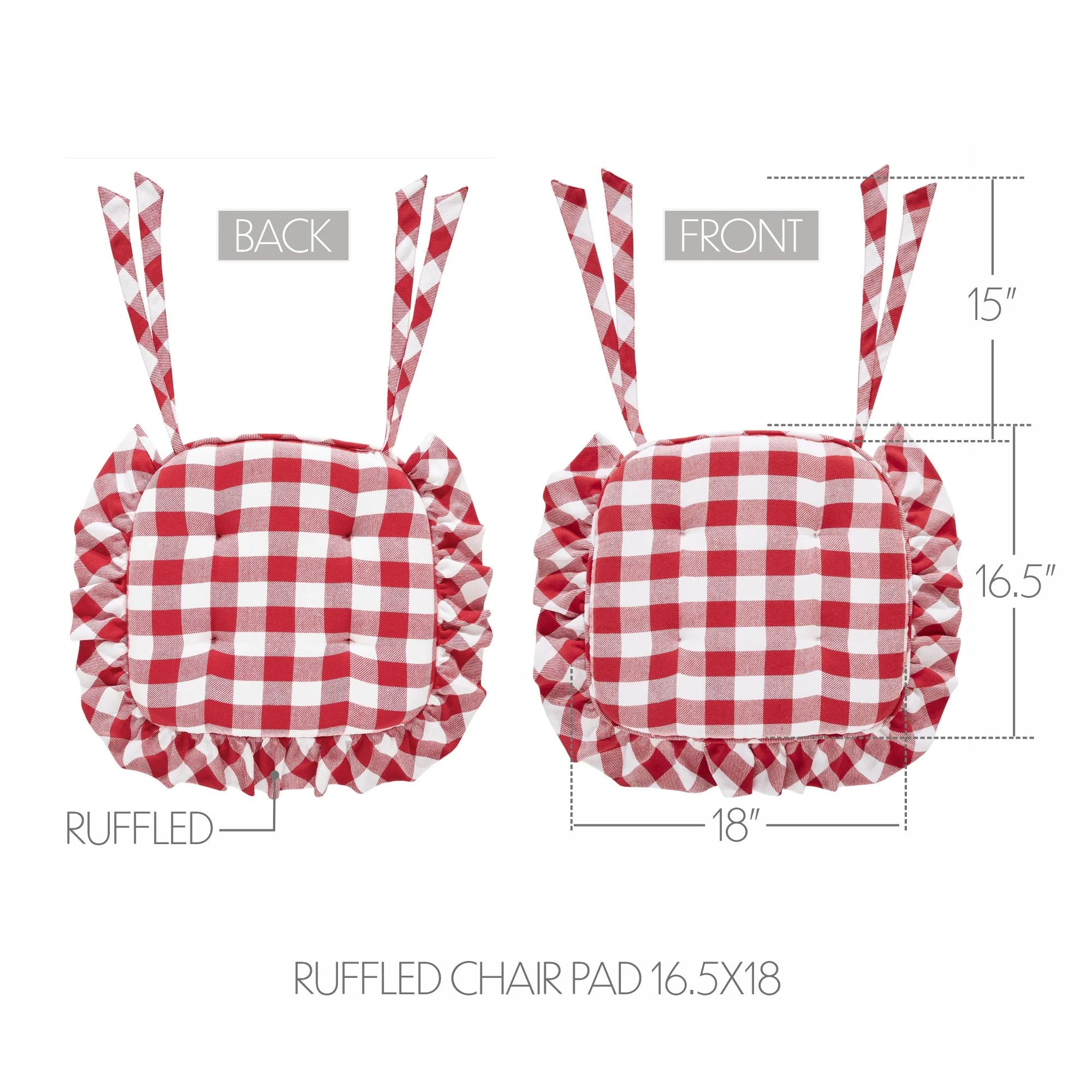 Cherry Ann Check Ruffled Chair Pad - Image 3