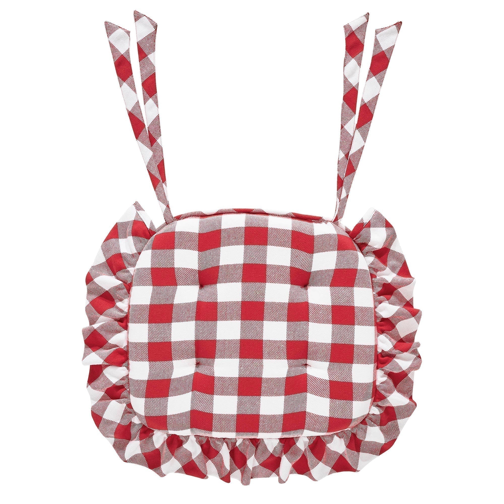 Cherry Ann Check Ruffled Chair Pad - Image 5