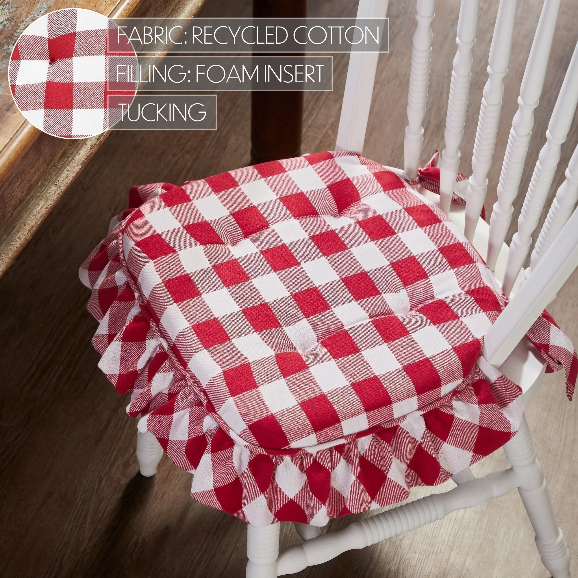 Cherry Ann Check Ruffled Chair Pad - Image 6