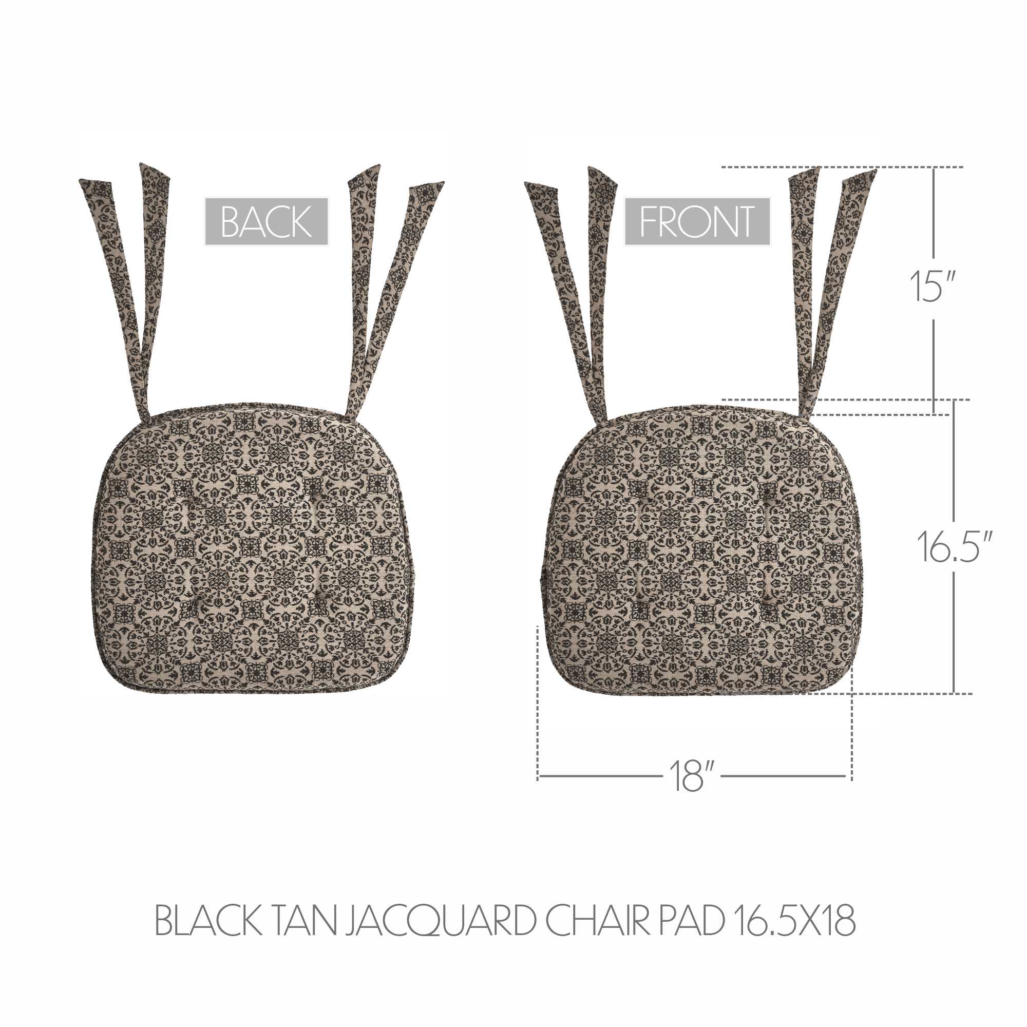 Medallion Black Tan Jacquard Chair Pad - Image 2