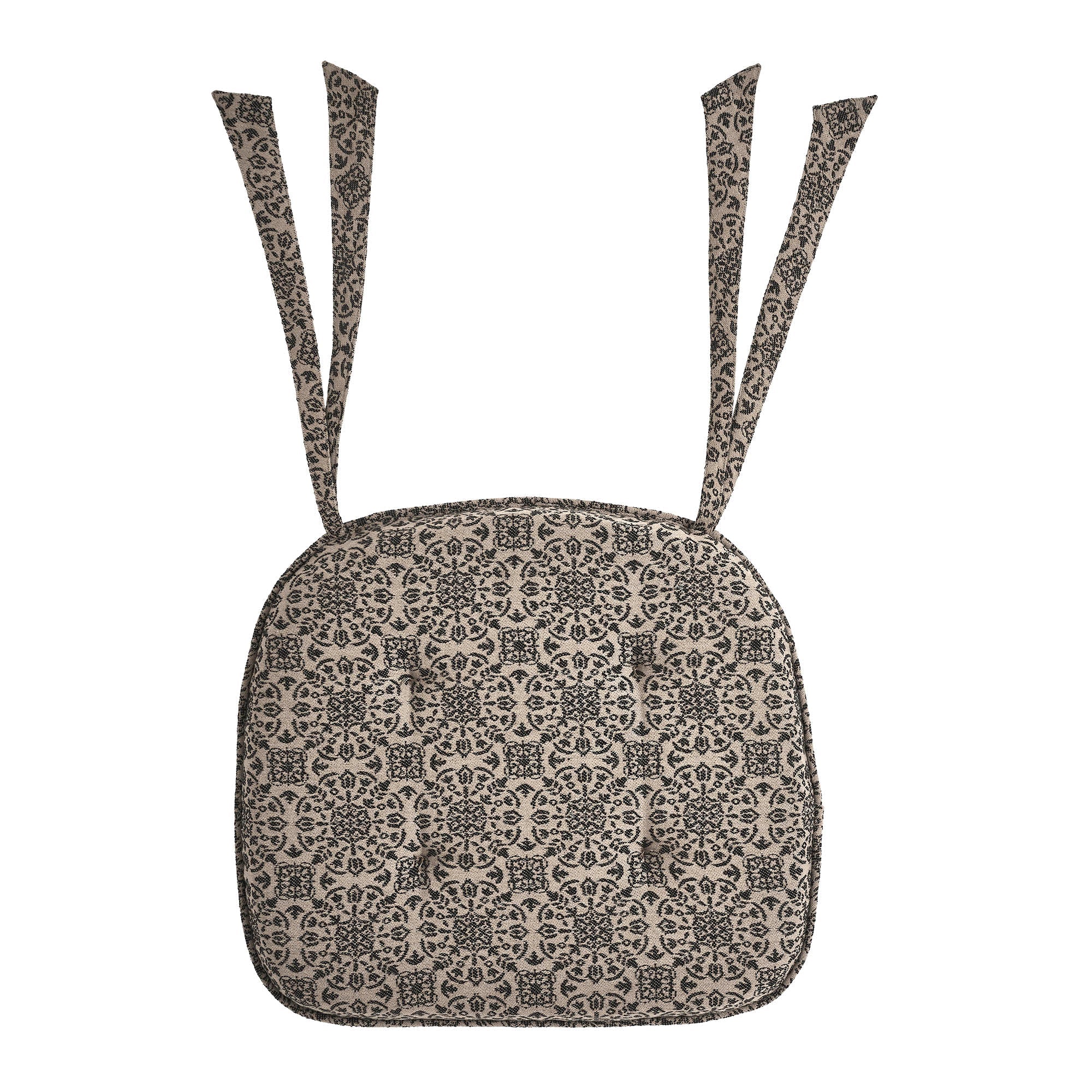 Medallion Black Tan Jacquard Chair Pad - Image 5