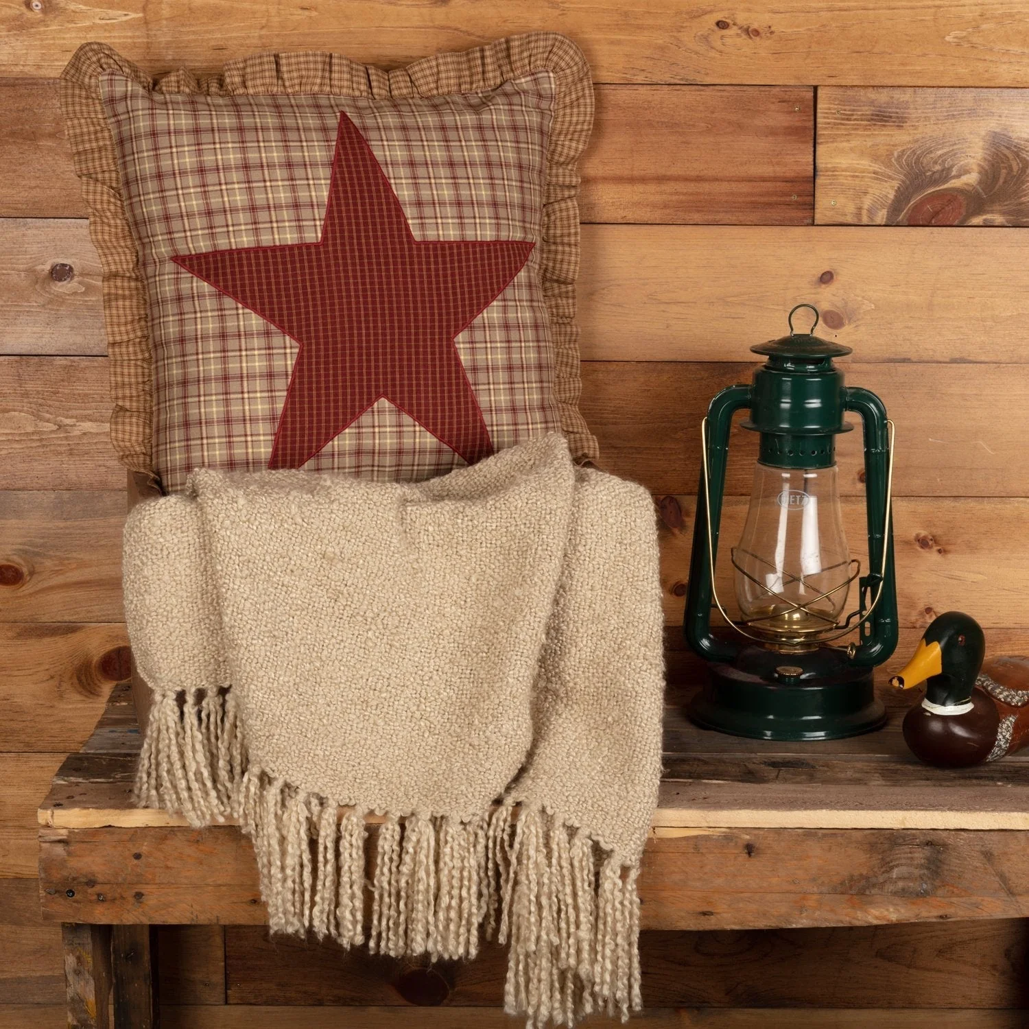 Woodland Brown Burgundy Star Pillow - Image 3