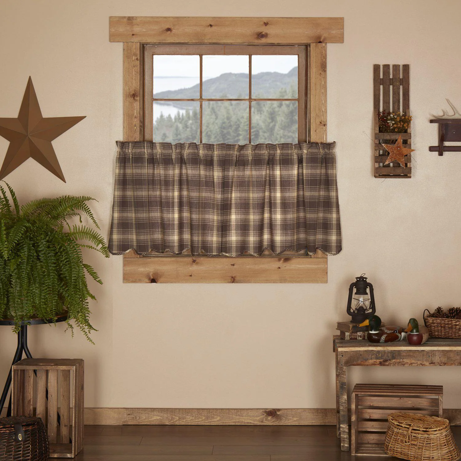 Woodland Brown Tier Curtains 24"