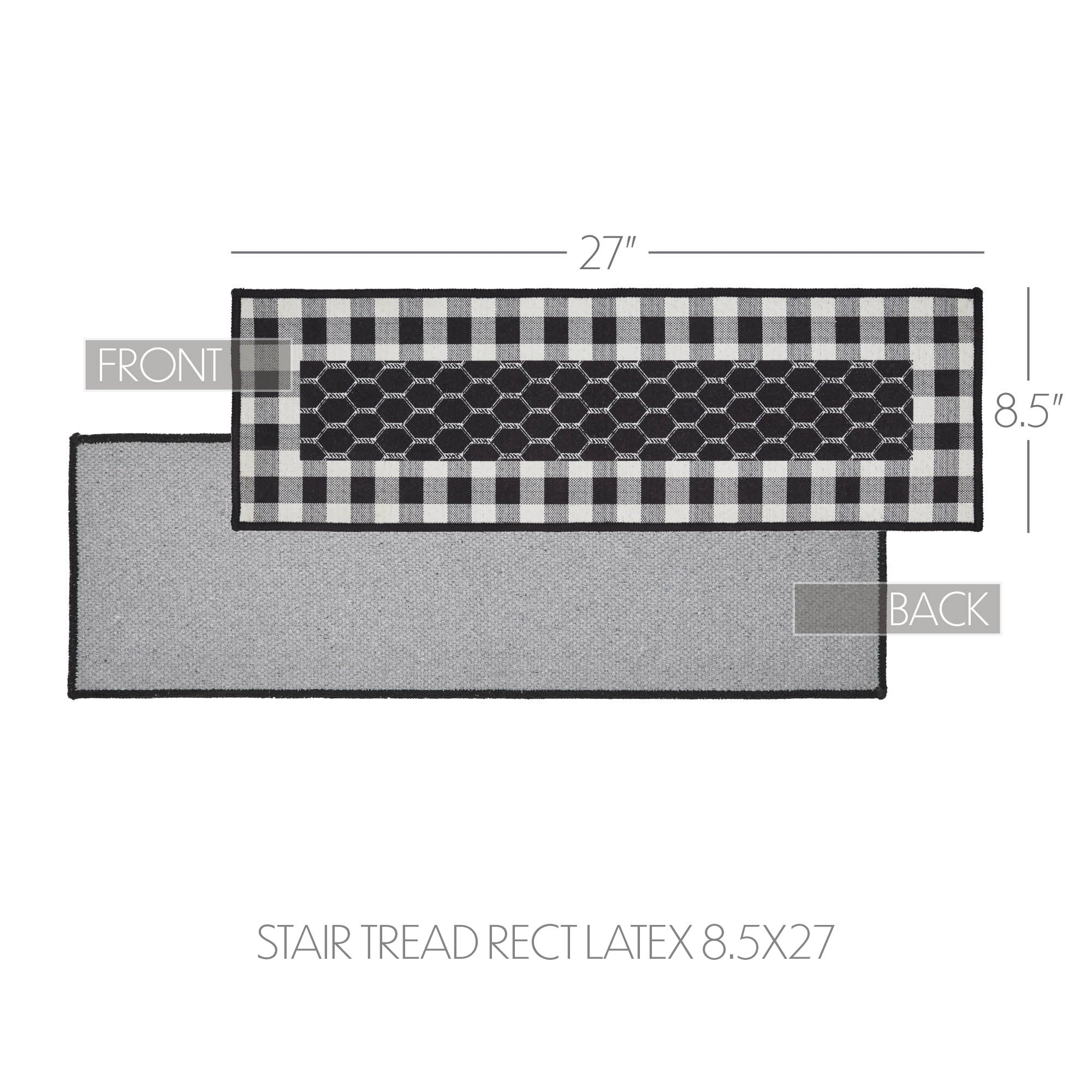 Black Check Border Stair Tread Rug - Image 4