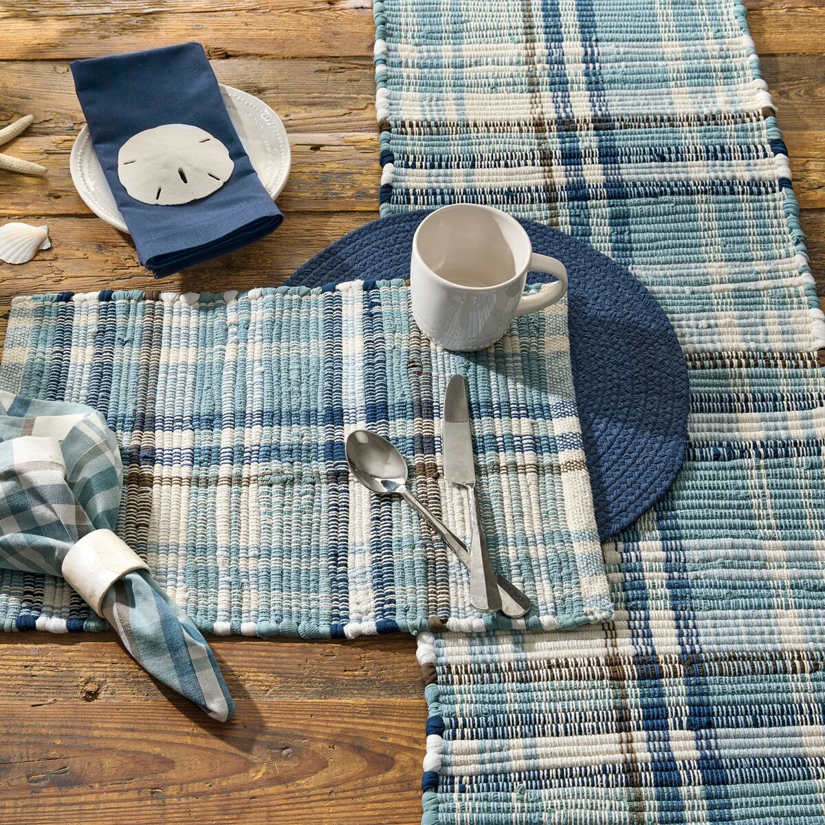 Saxe Blue Chindi Table Runners