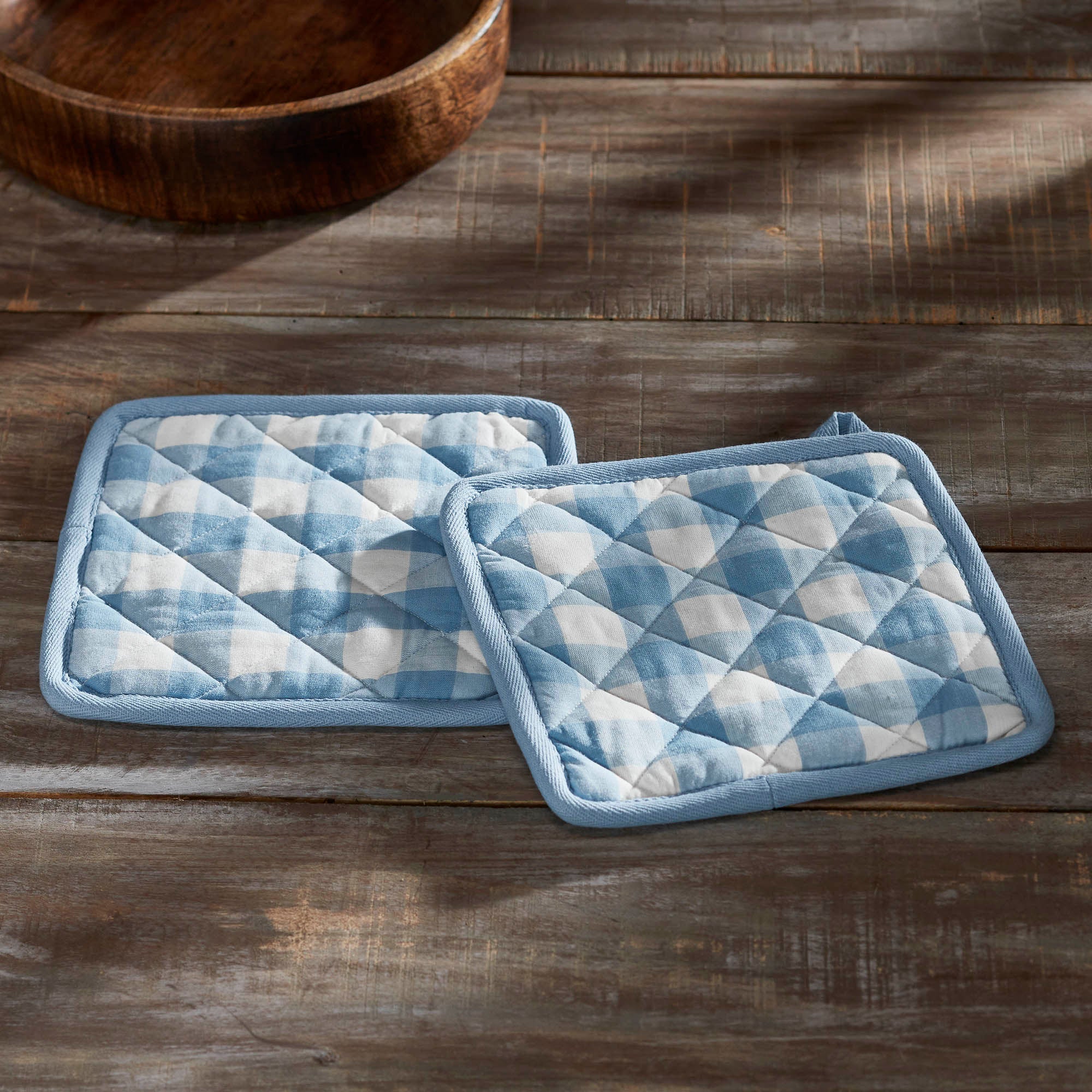 Dusk Blue Check Pot Holder Set of 2